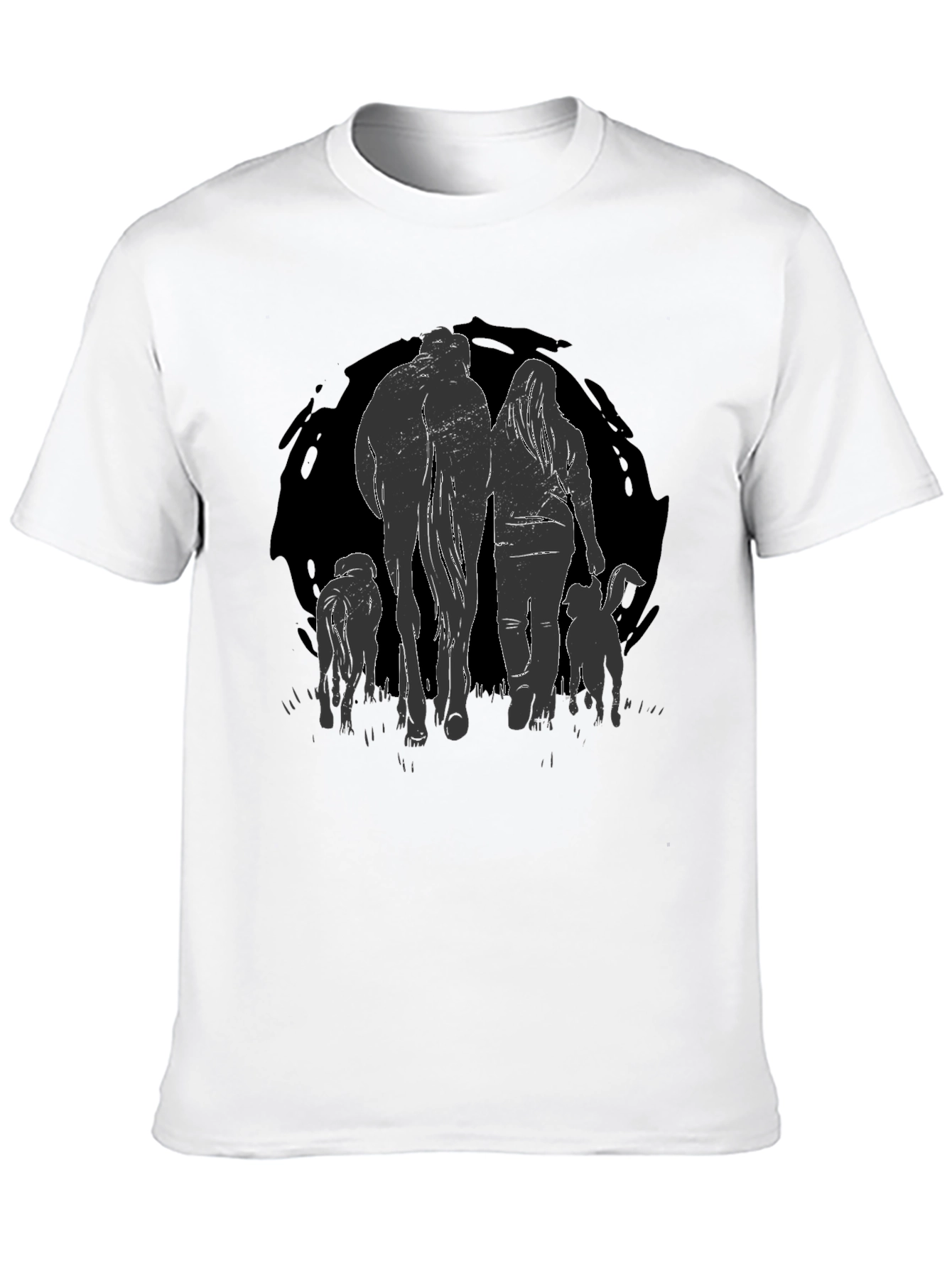 Walking Pets Graphic Tee - Black