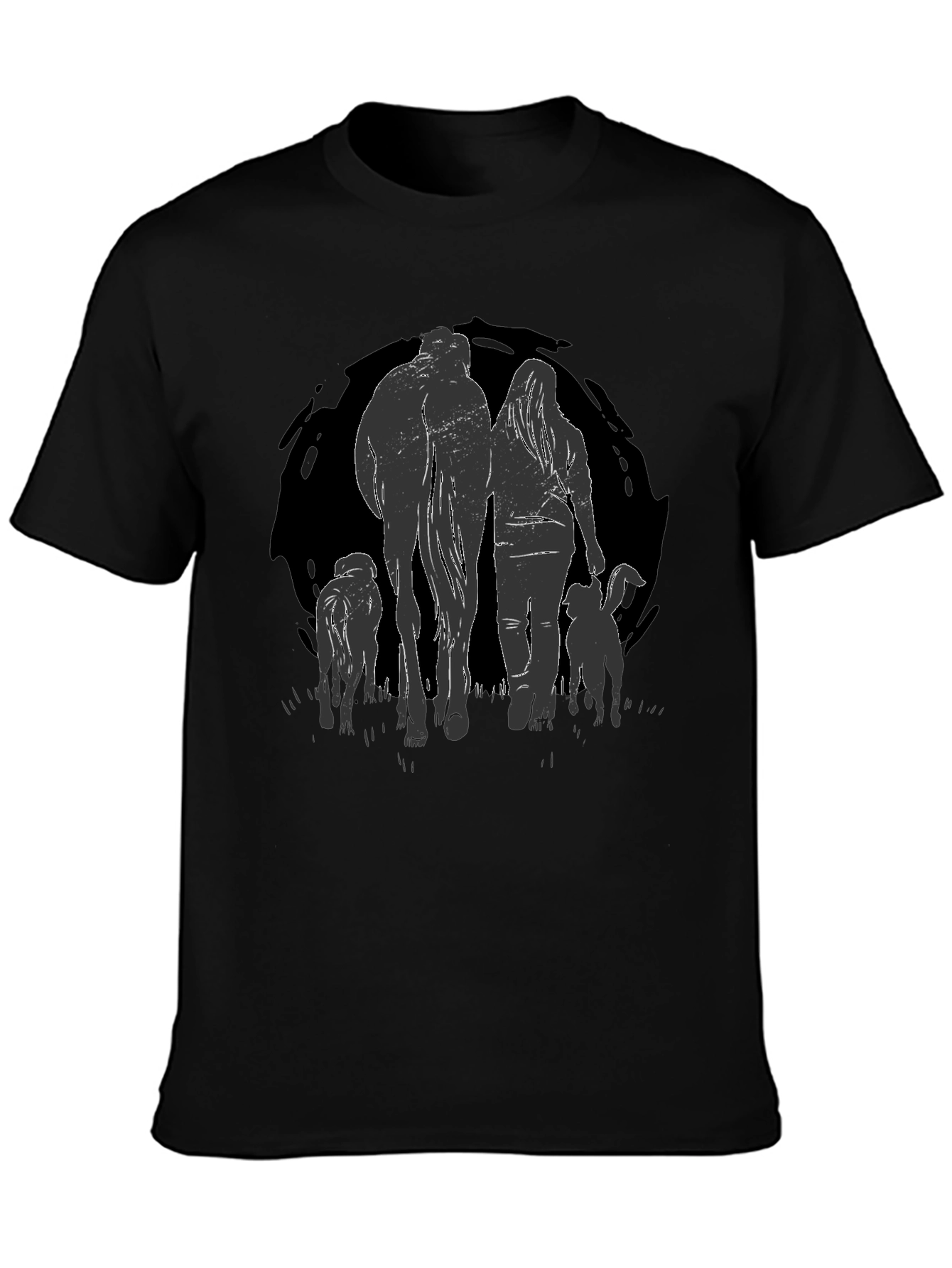 Walking Pets Graphic Tee - Black