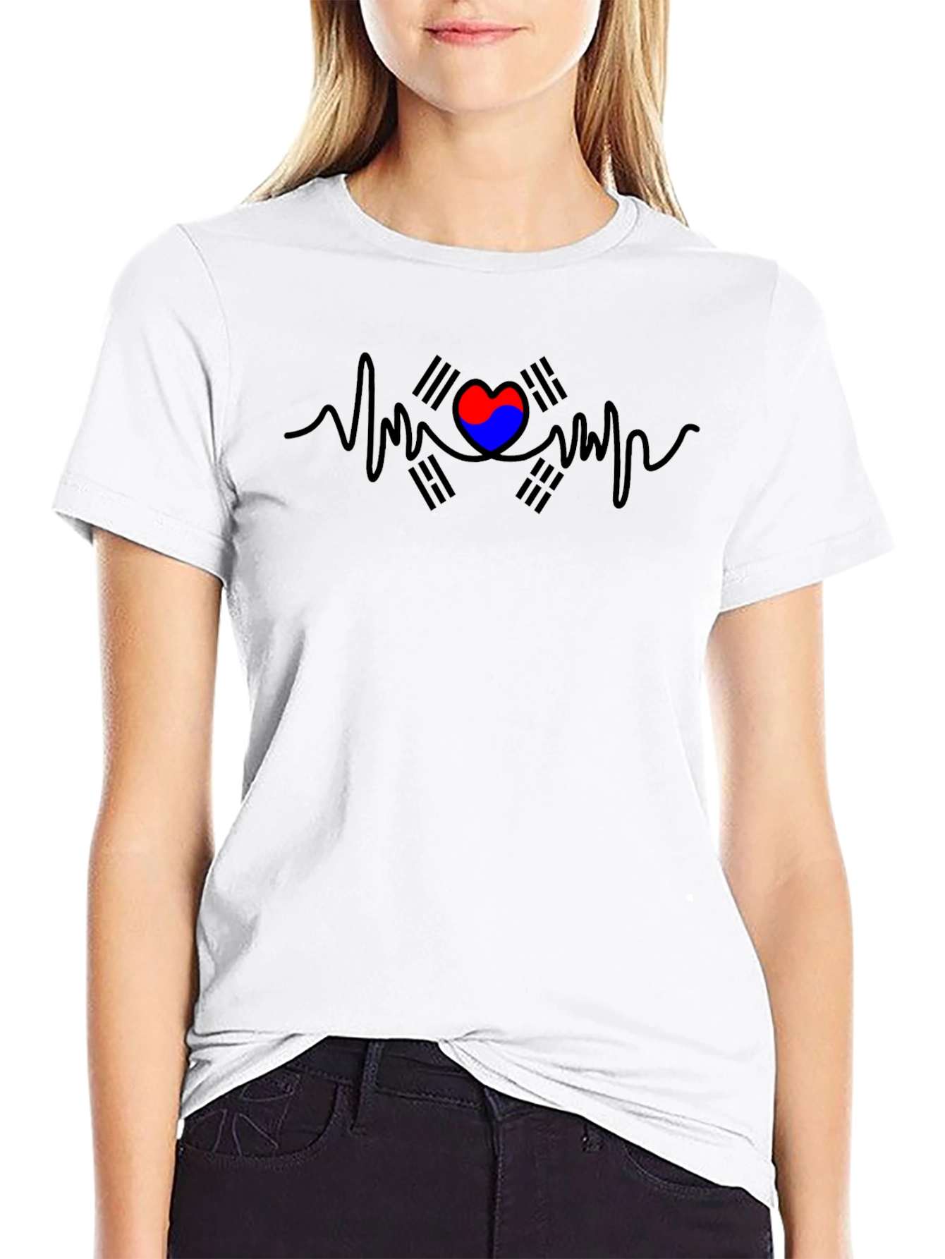 Korea Heartbeat T-Shirt - Black