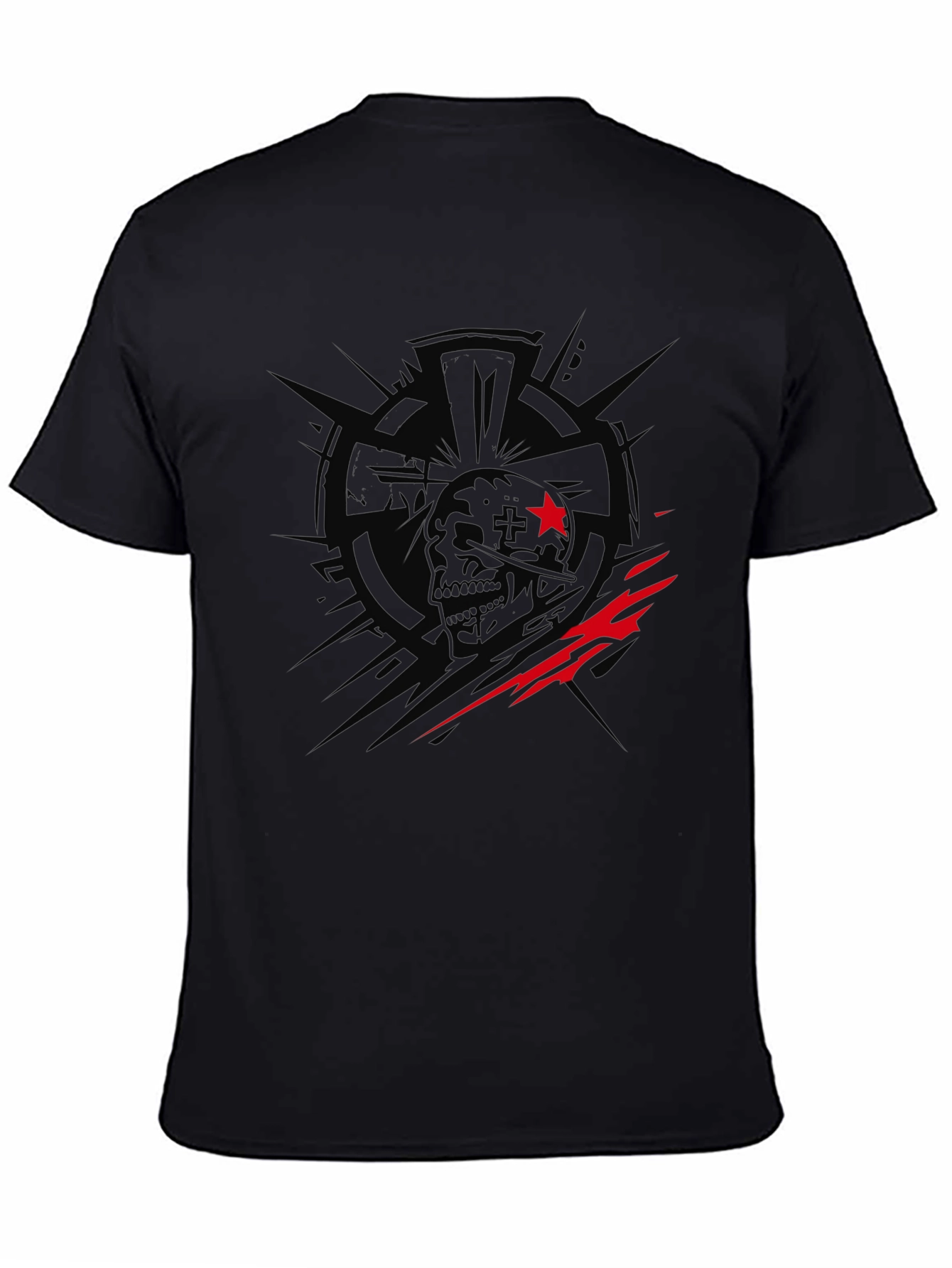 Edgy Skull Graphic Print Black T-Shirt