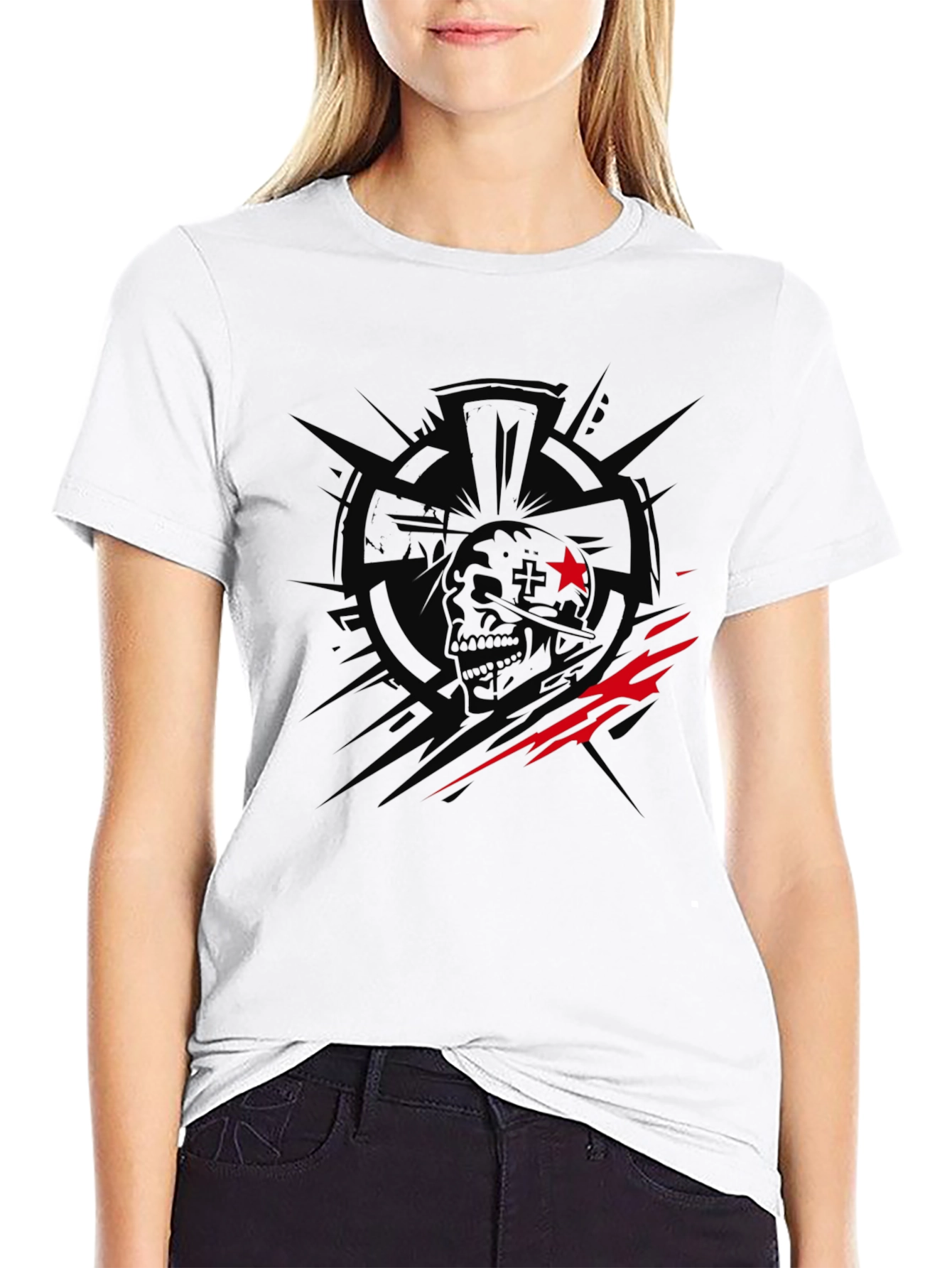 Edgy Skull Graphic Print Black T-Shirt