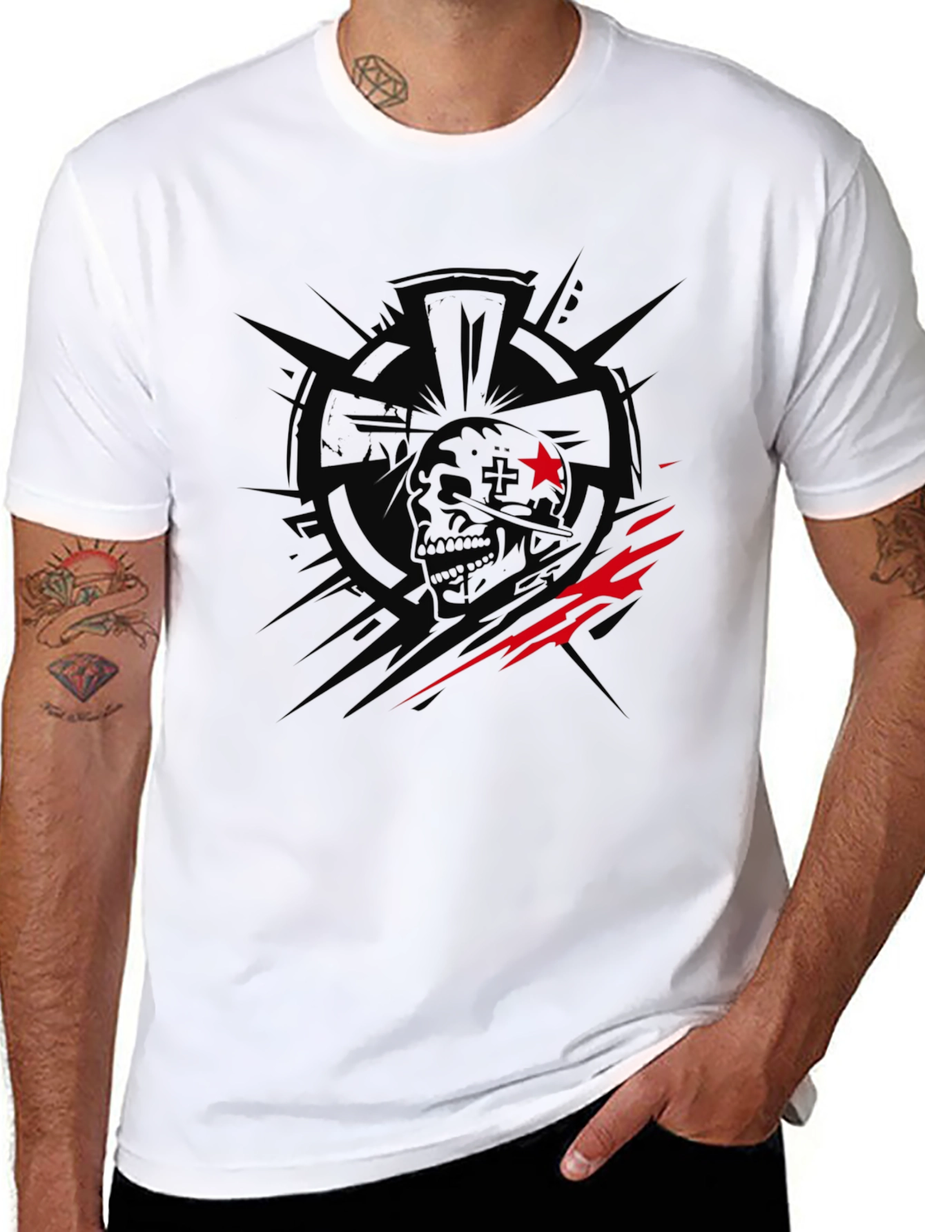 Edgy Skull Graphic Print Black T-Shirt