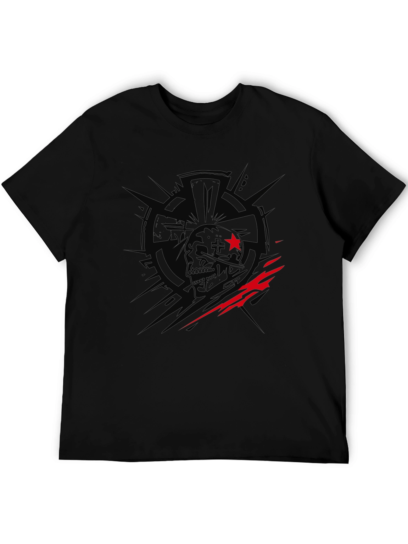 Edgy Skull Graphic Print Black T-Shirt