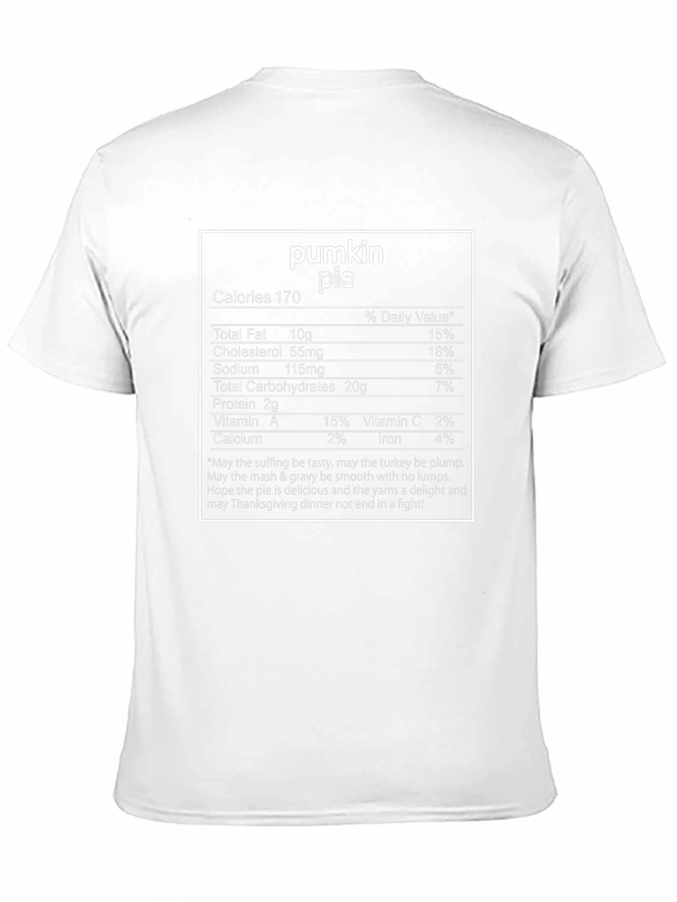 Pumpkin Pie Nutrition Facts T-Shirt Thanksgiving