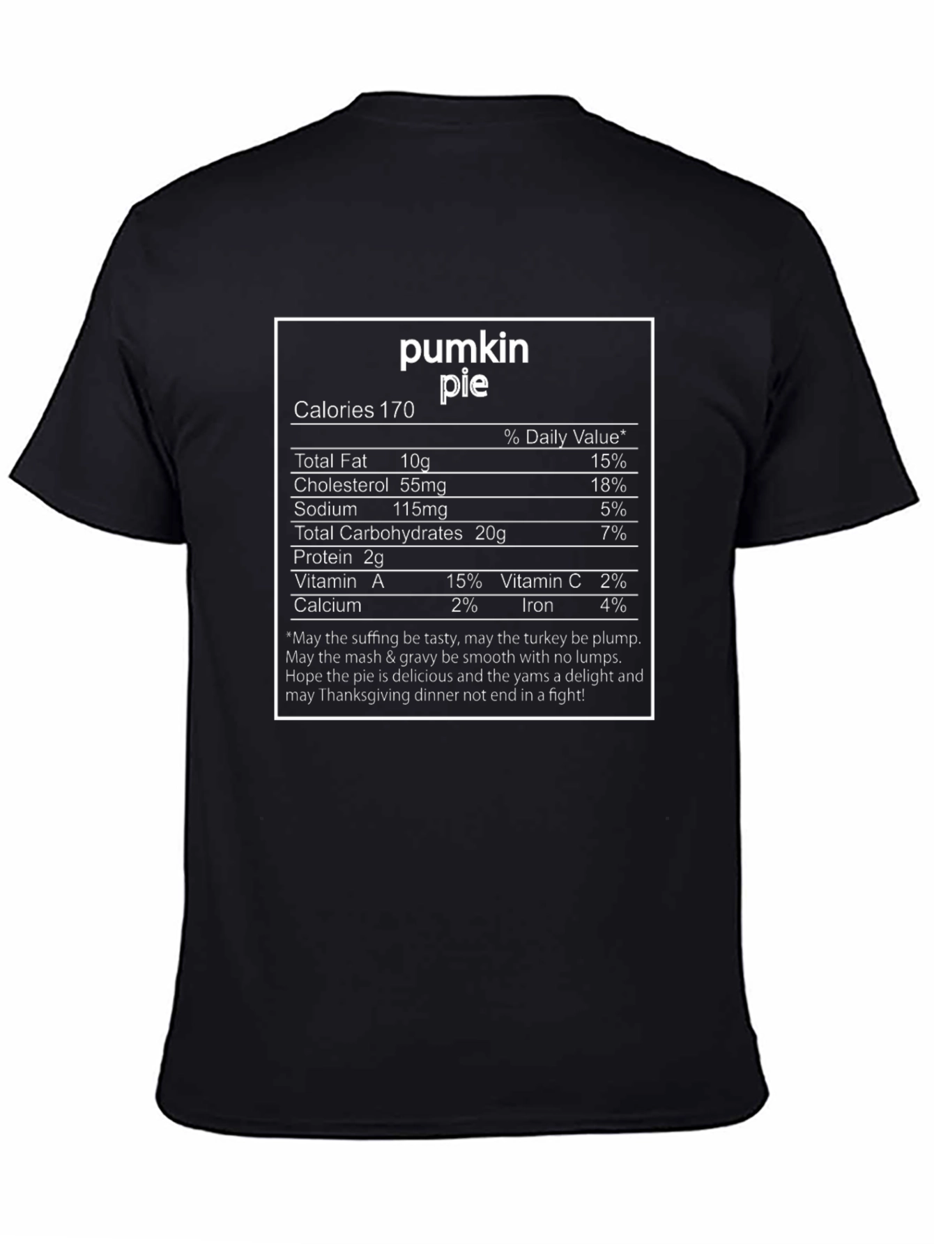 Pumpkin Pie Nutrition Facts T-Shirt Thanksgiving