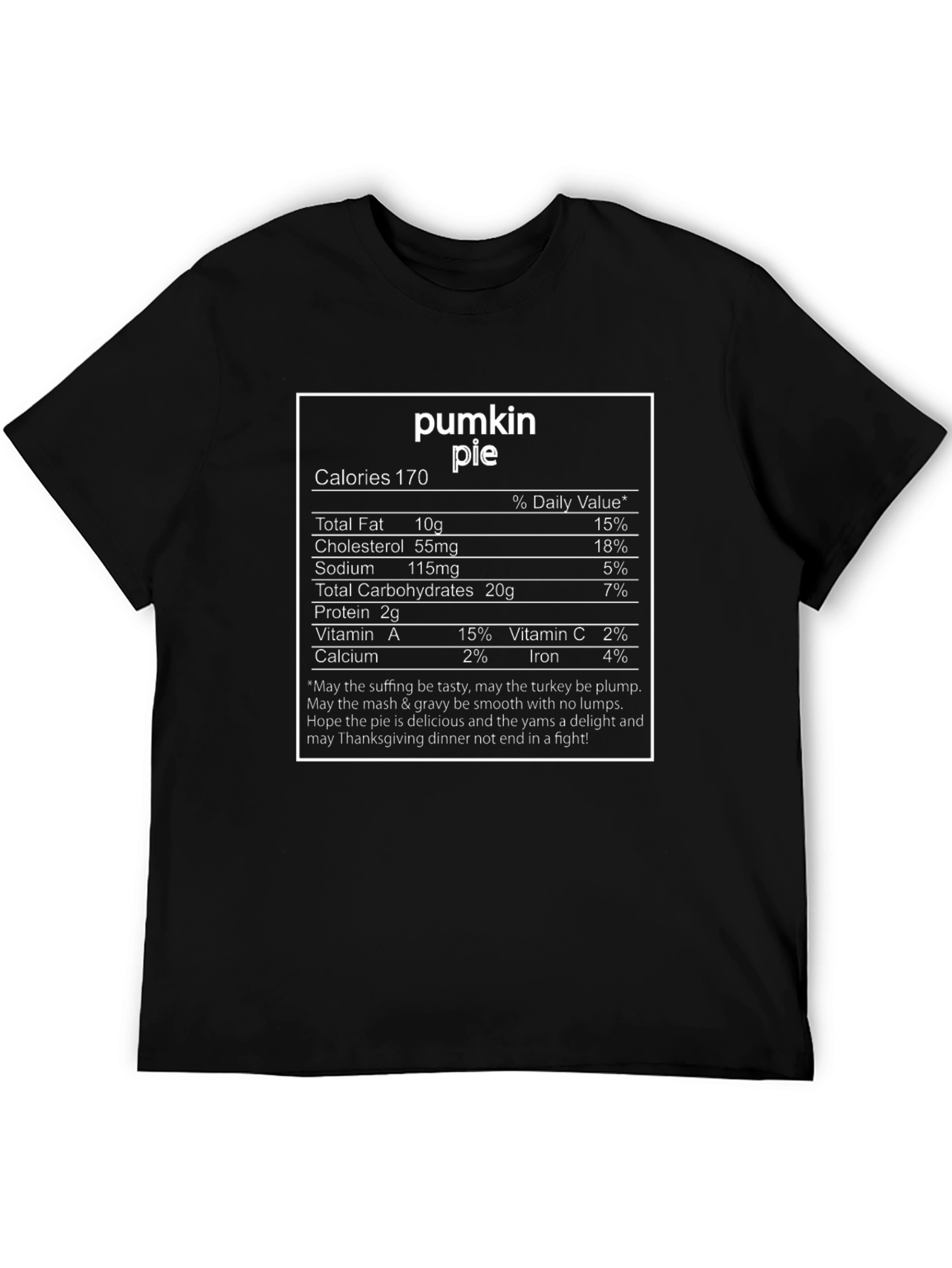 Pumpkin Pie Nutrition Facts T-Shirt Thanksgiving