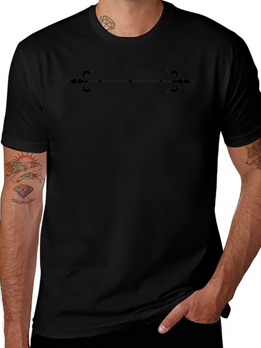 Stylish Black Tee with Ornamental Accent