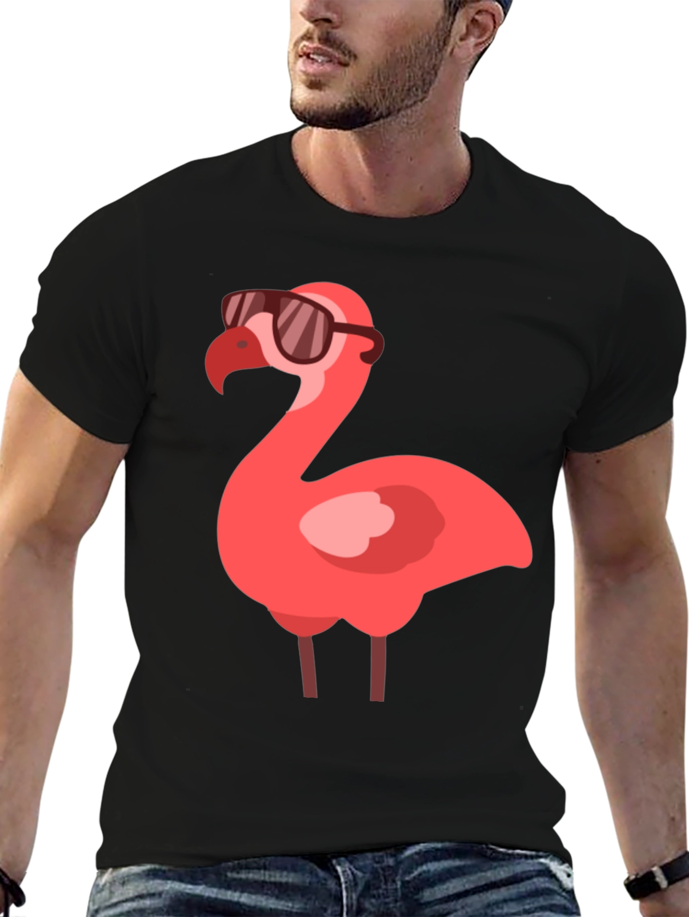 Cool Flamingo Graphic Tee - Stylish Black T-Shirt