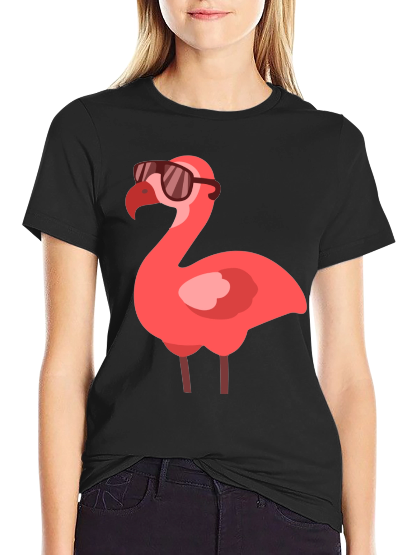 Cool Flamingo Graphic Tee - Stylish Black T-Shirt