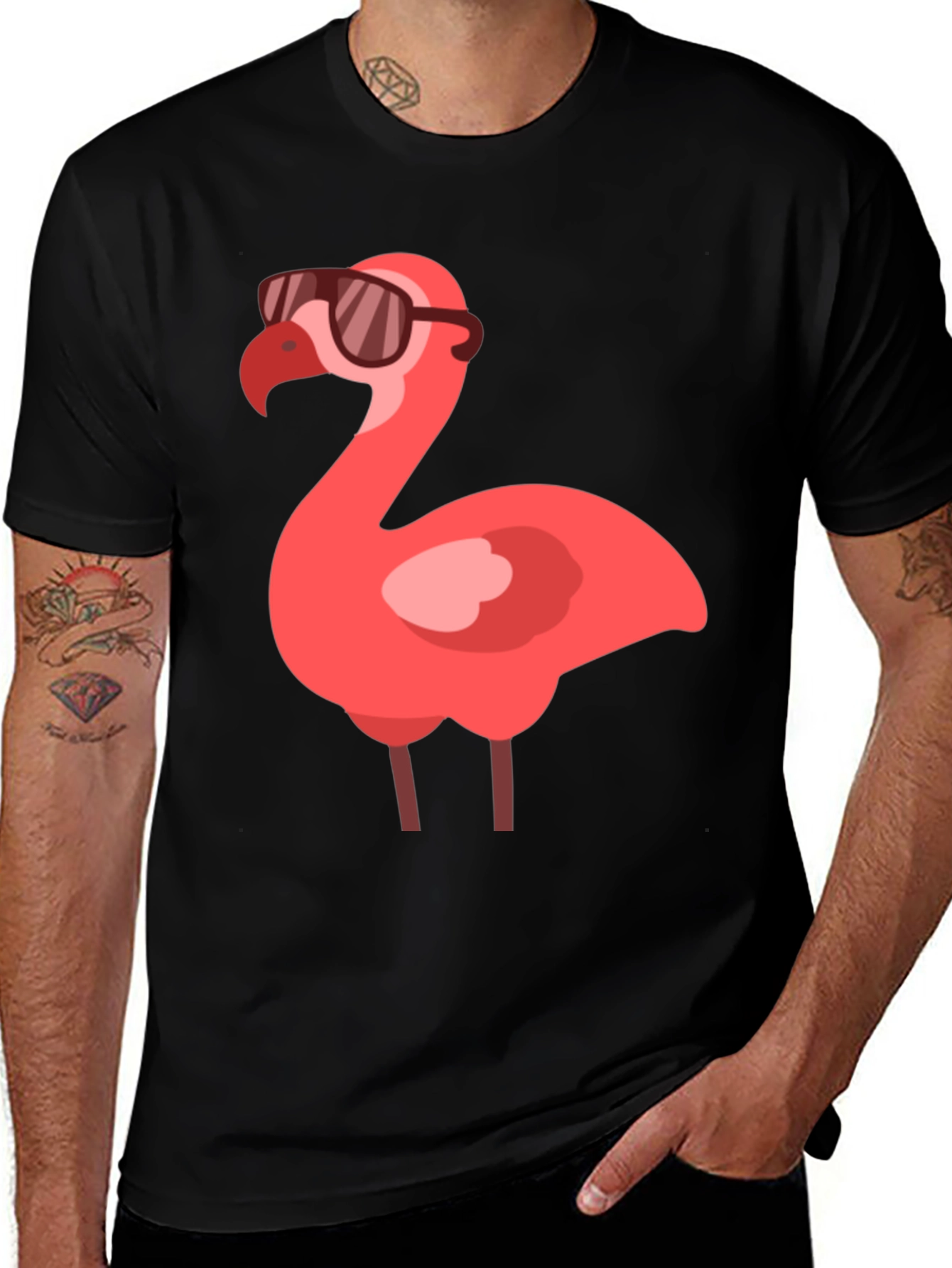Cool Flamingo Graphic Tee - Stylish Black T-Shirt