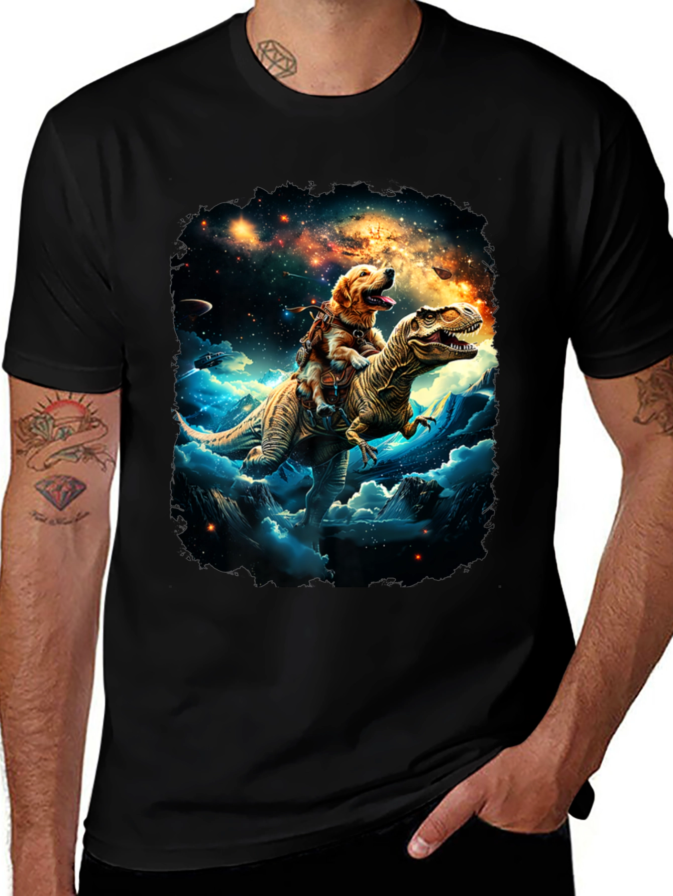 Dog Riding Dinosaur T-Shirt