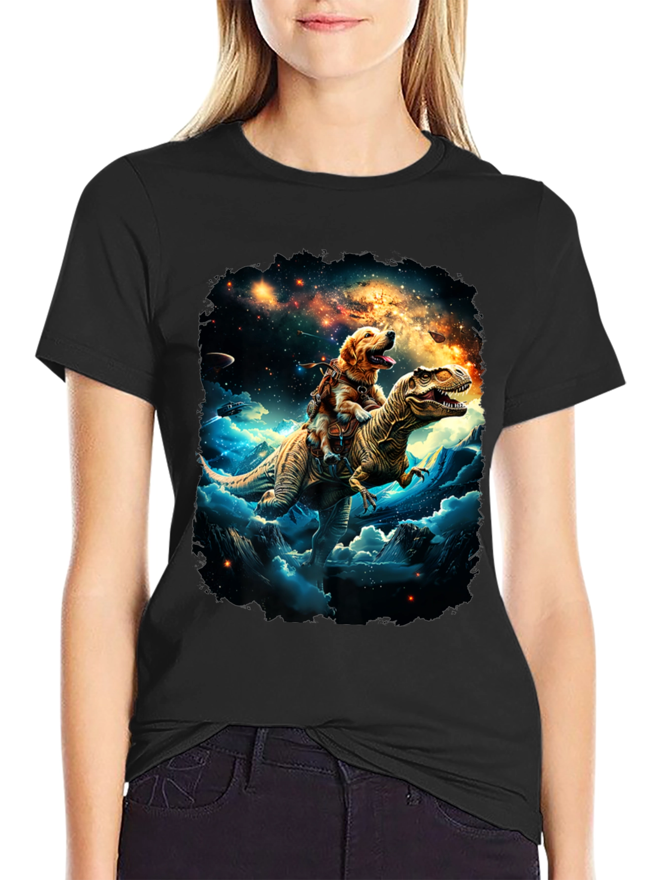 Dog Riding Dinosaur T-Shirt