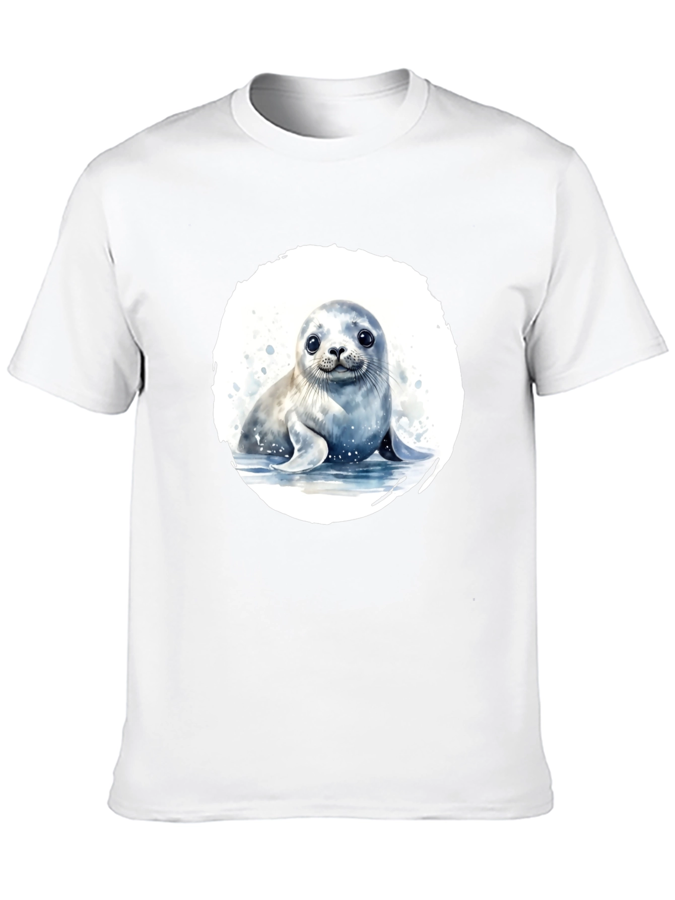 Cute Seal Graphic T-Shirt - Black