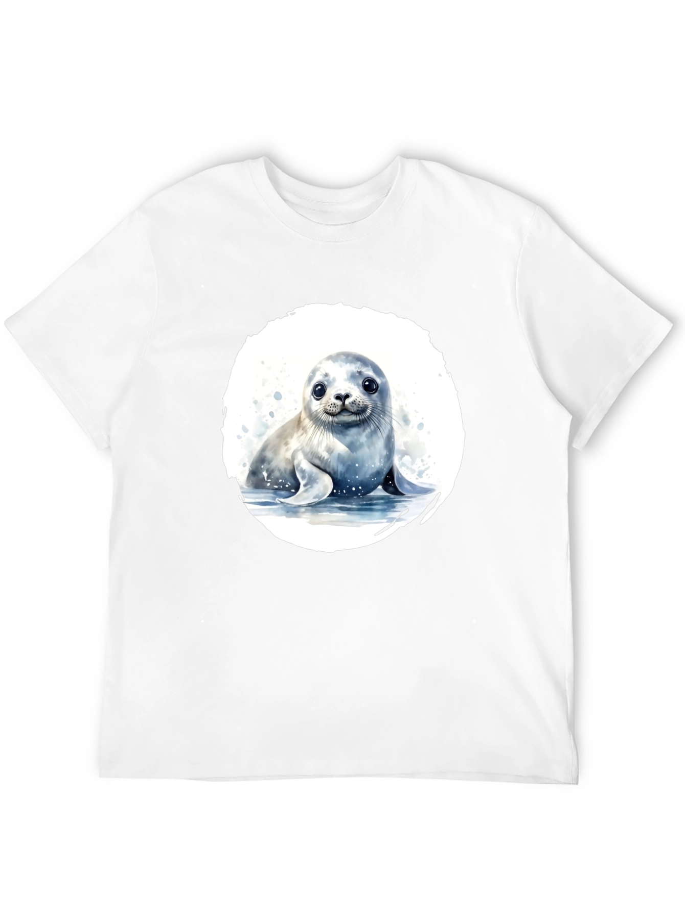 Cute Seal Graphic T-Shirt - Black