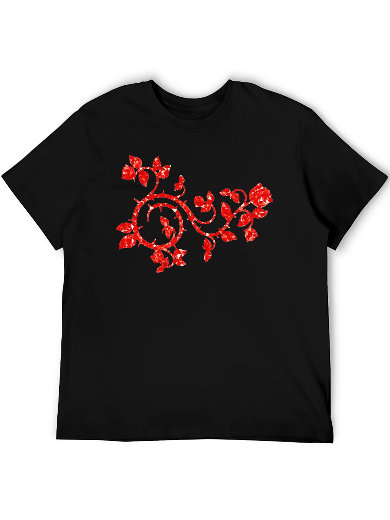 Rose Vines Graphic T-Shirt Black Cotton Tee