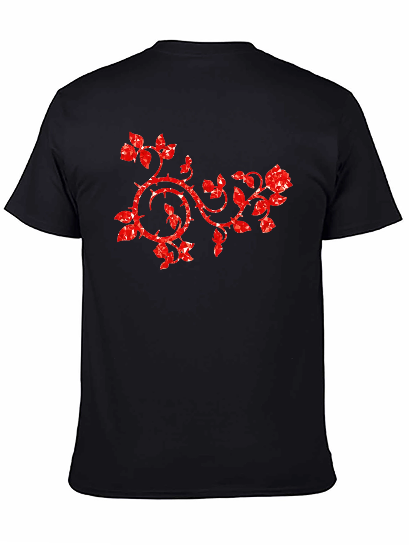 Rose Vines Graphic T-Shirt Black Cotton Tee