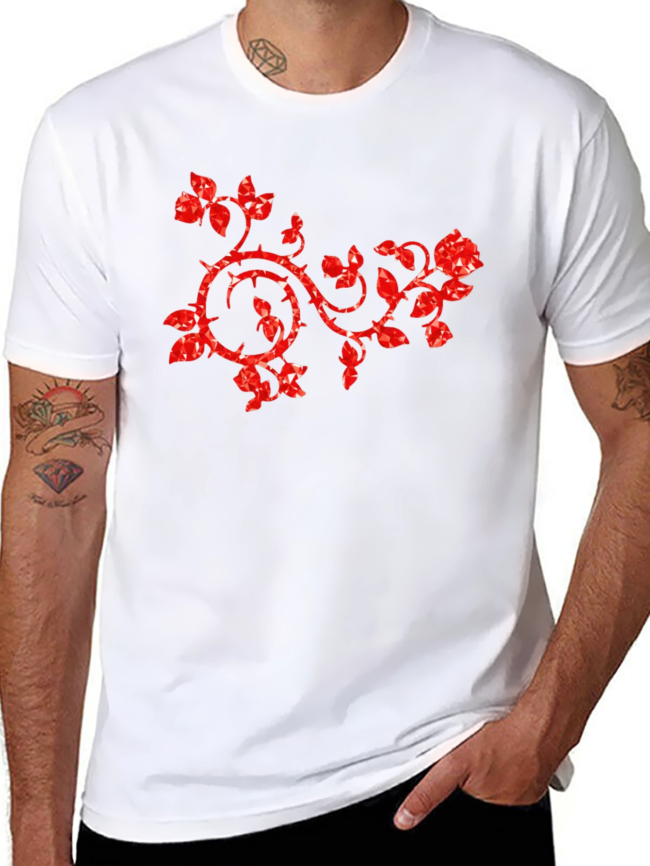 Rose Vines Graphic T-Shirt Black Cotton Tee