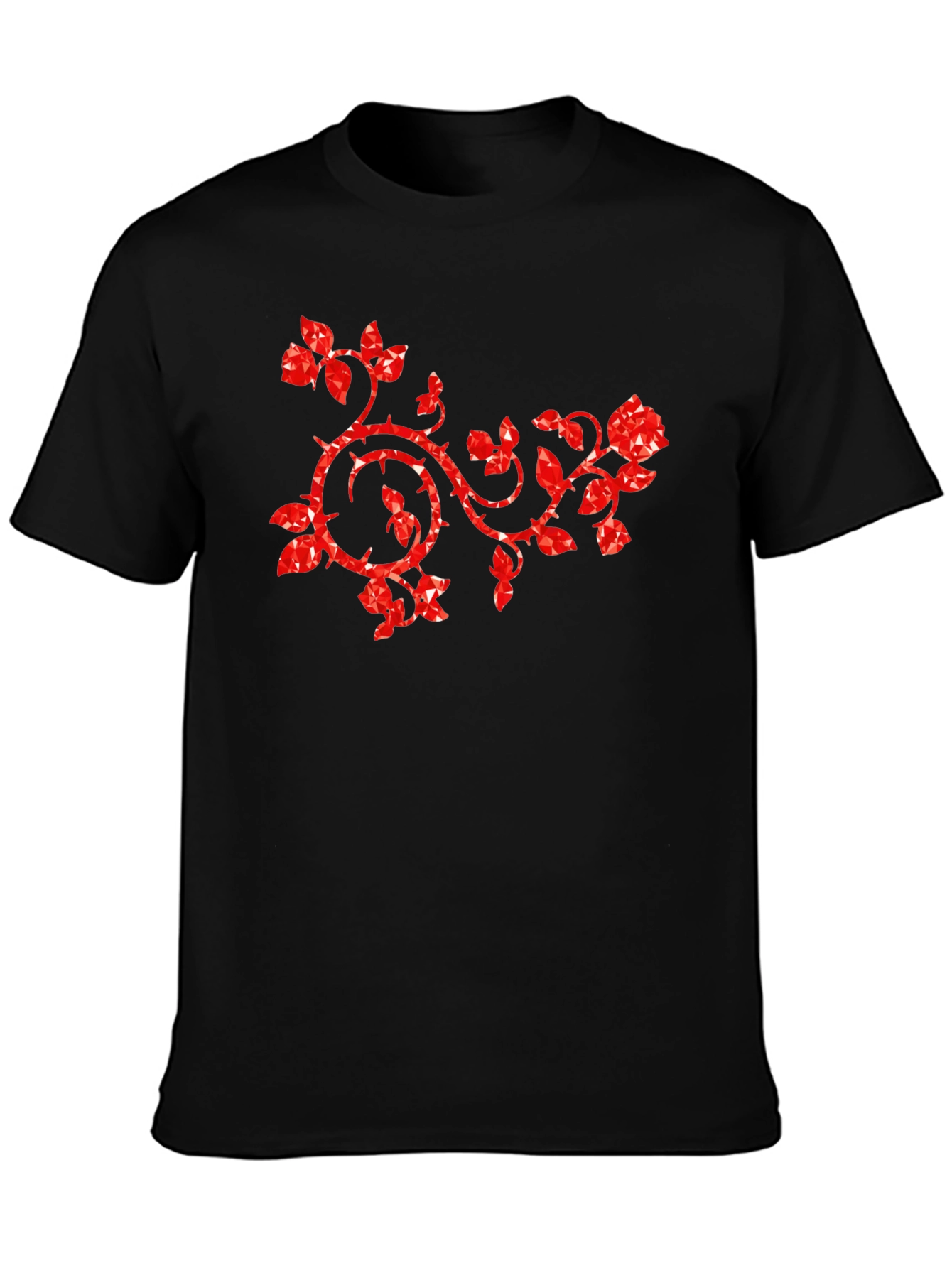 Rose Vines Graphic T-Shirt Black Cotton Tee