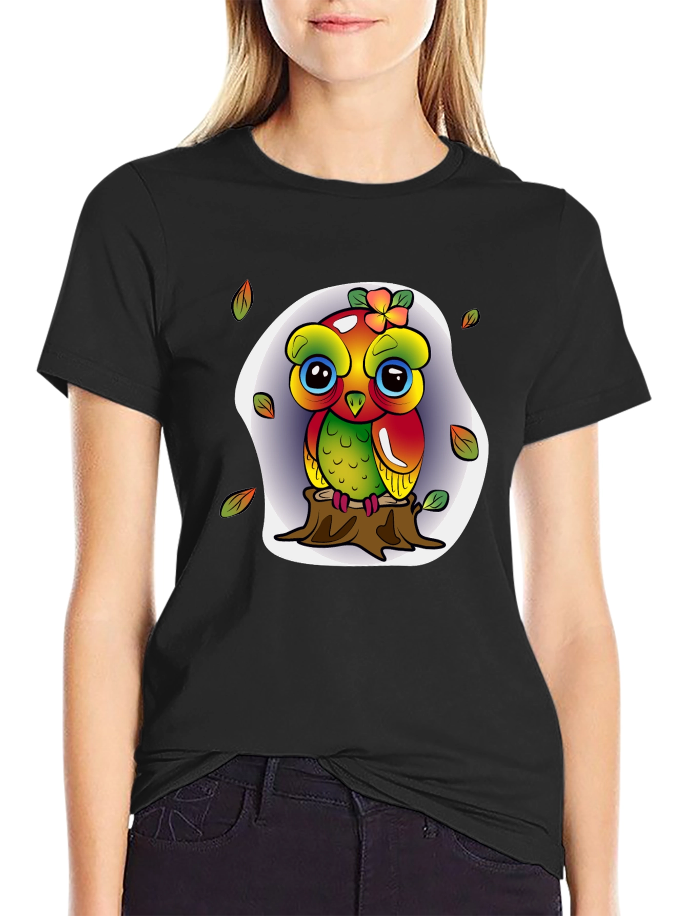 Cute Owl on Stump Graphic Tee