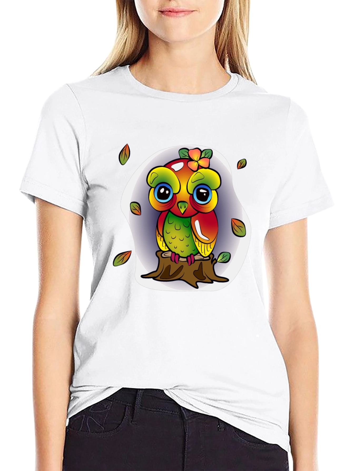 Cute Owl on Stump Graphic Tee