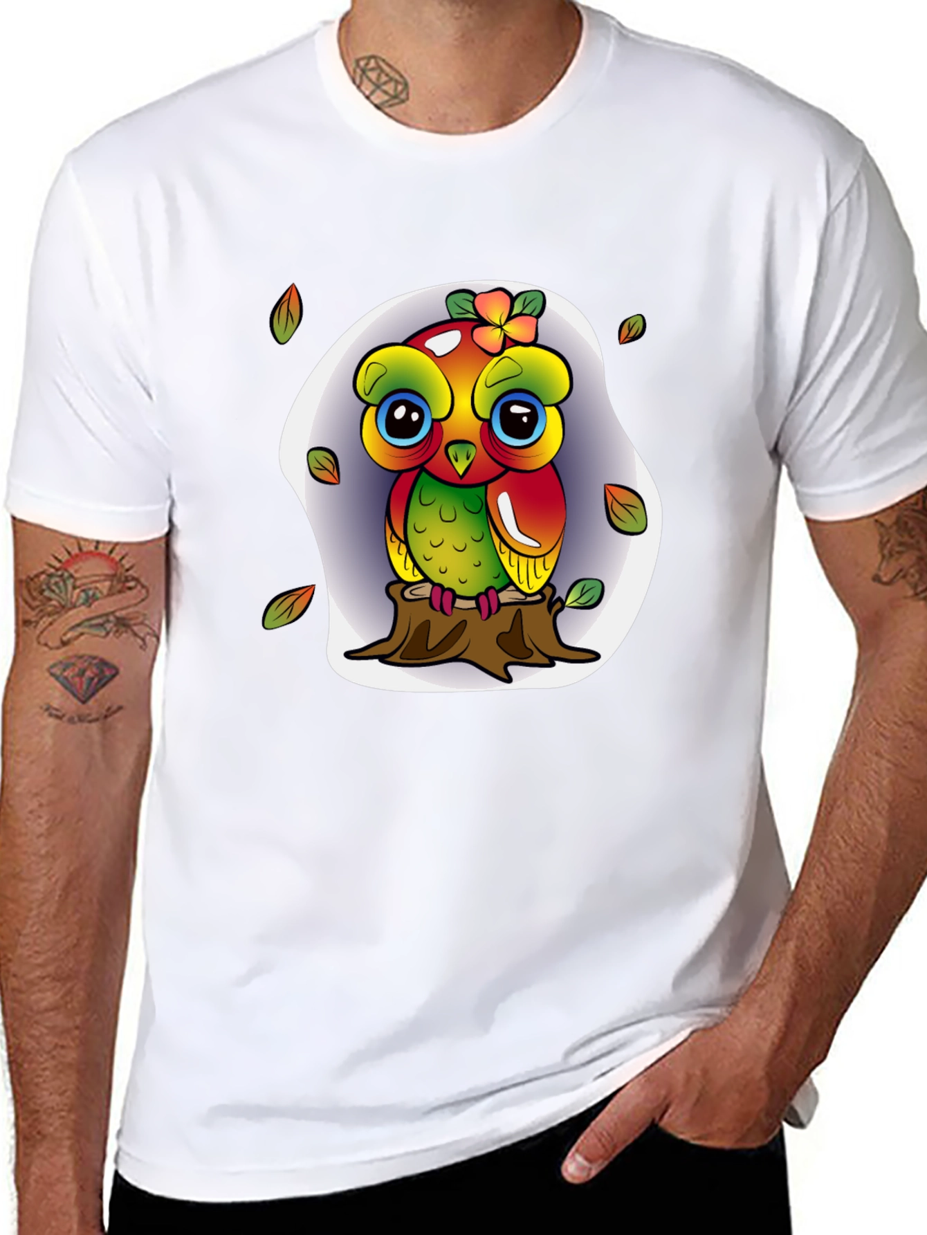 Cute Owl on Stump Graphic Tee