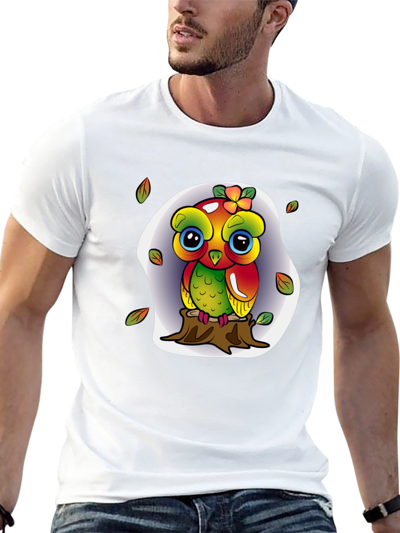 Cute Owl on Stump Graphic Tee