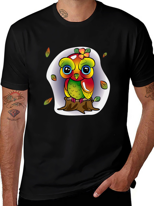 Cute Owl on Stump Graphic Tee
