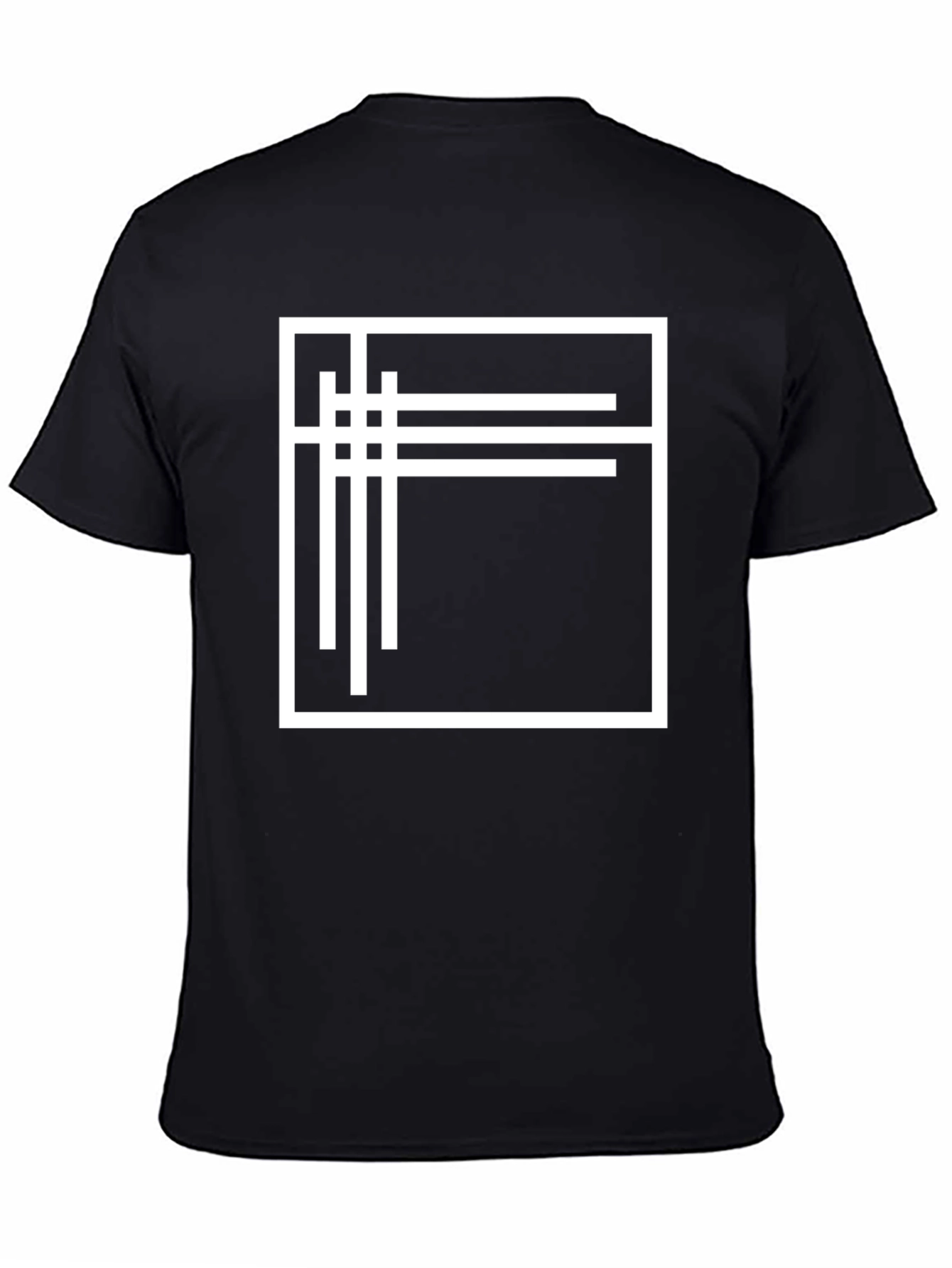 Modern Graphic Tee - Black with White Line Design
