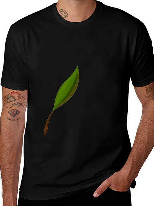 Leaf Graphic Print Black Tee