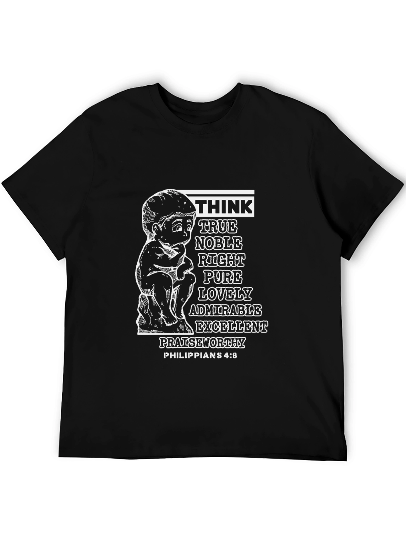 Think Philippians 4:8 Black T-Shirt
