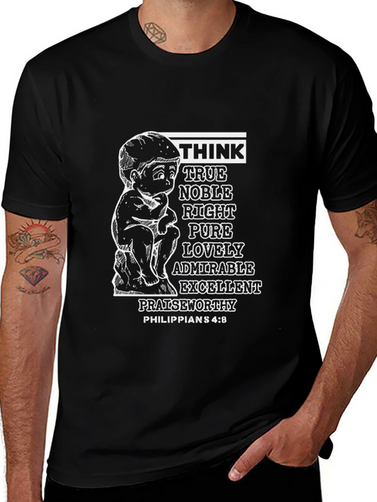 Think Philippians 4:8 Black T-Shirt