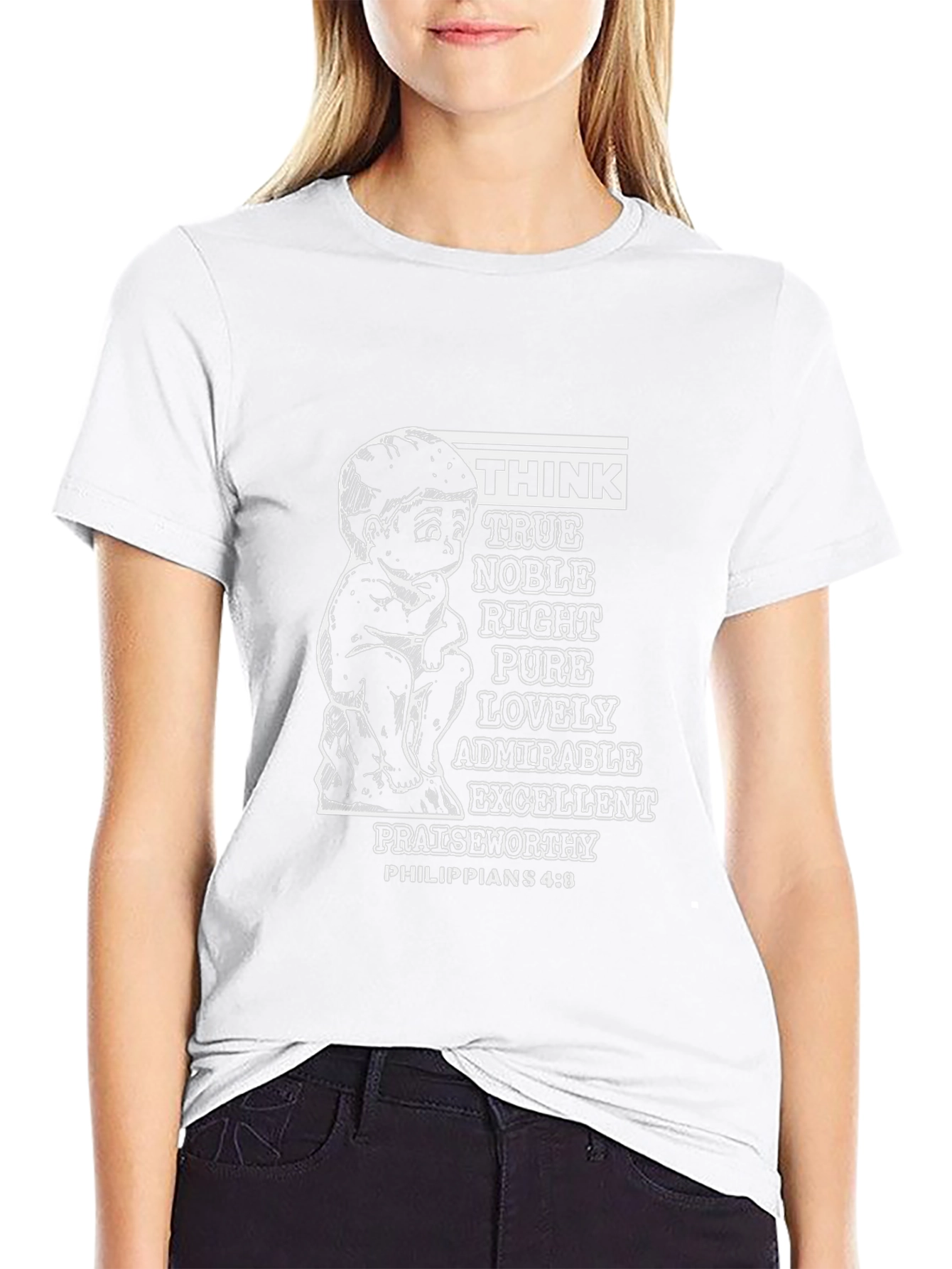 Think Philippians 4:8 Black T-Shirt