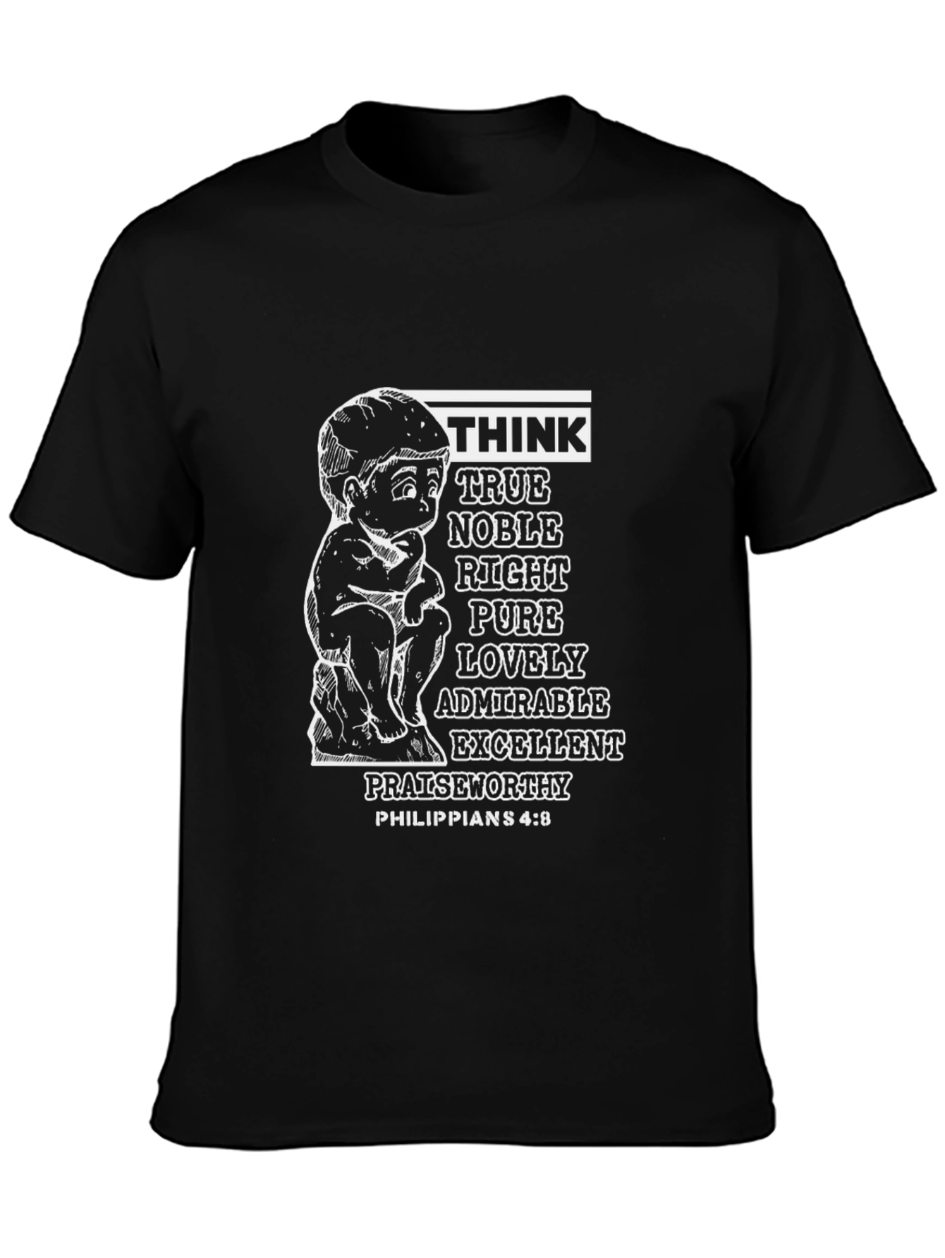 Think Philippians 4:8 Black T-Shirt