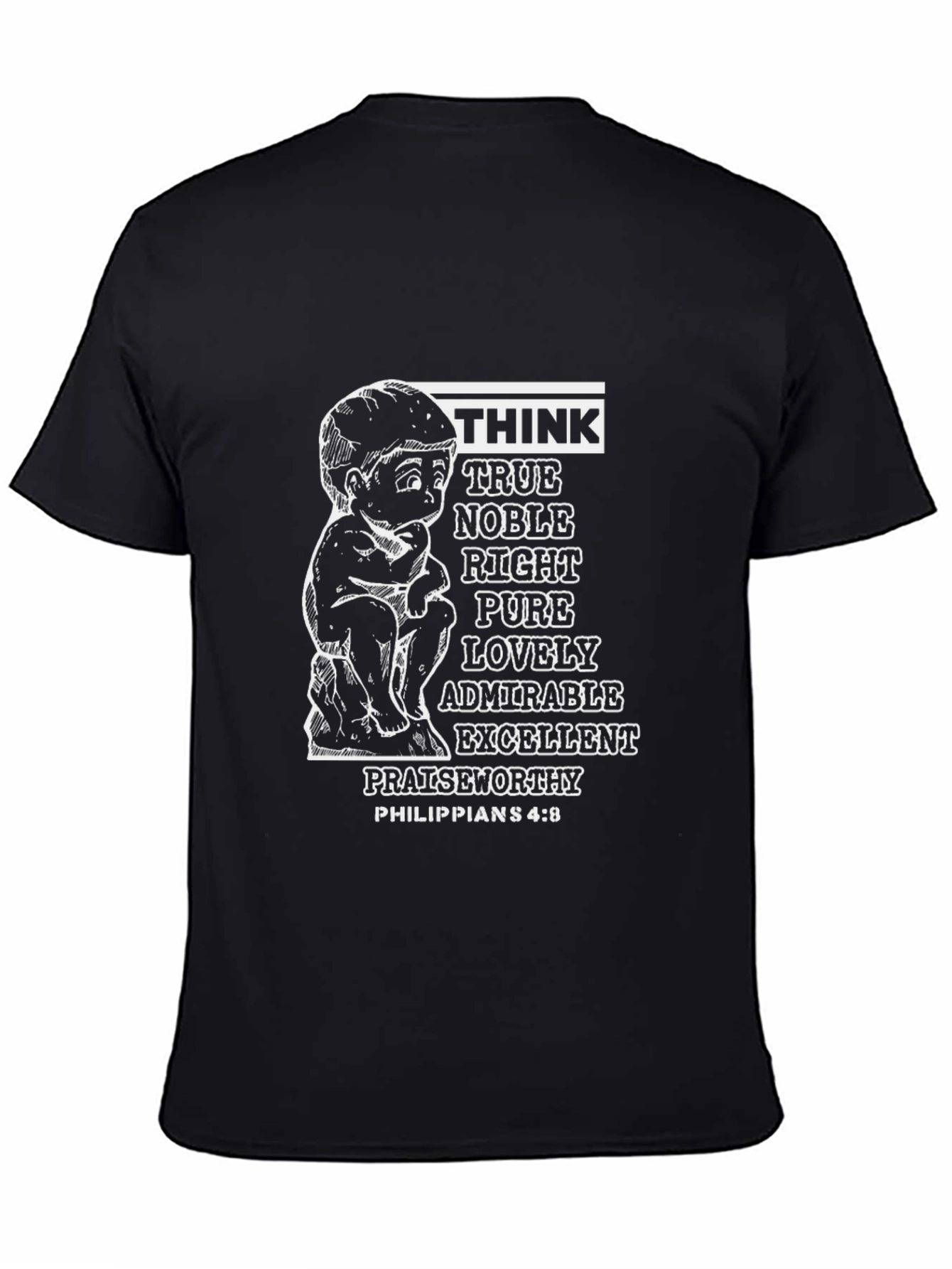 Think Philippians 4:8 Black T-Shirt