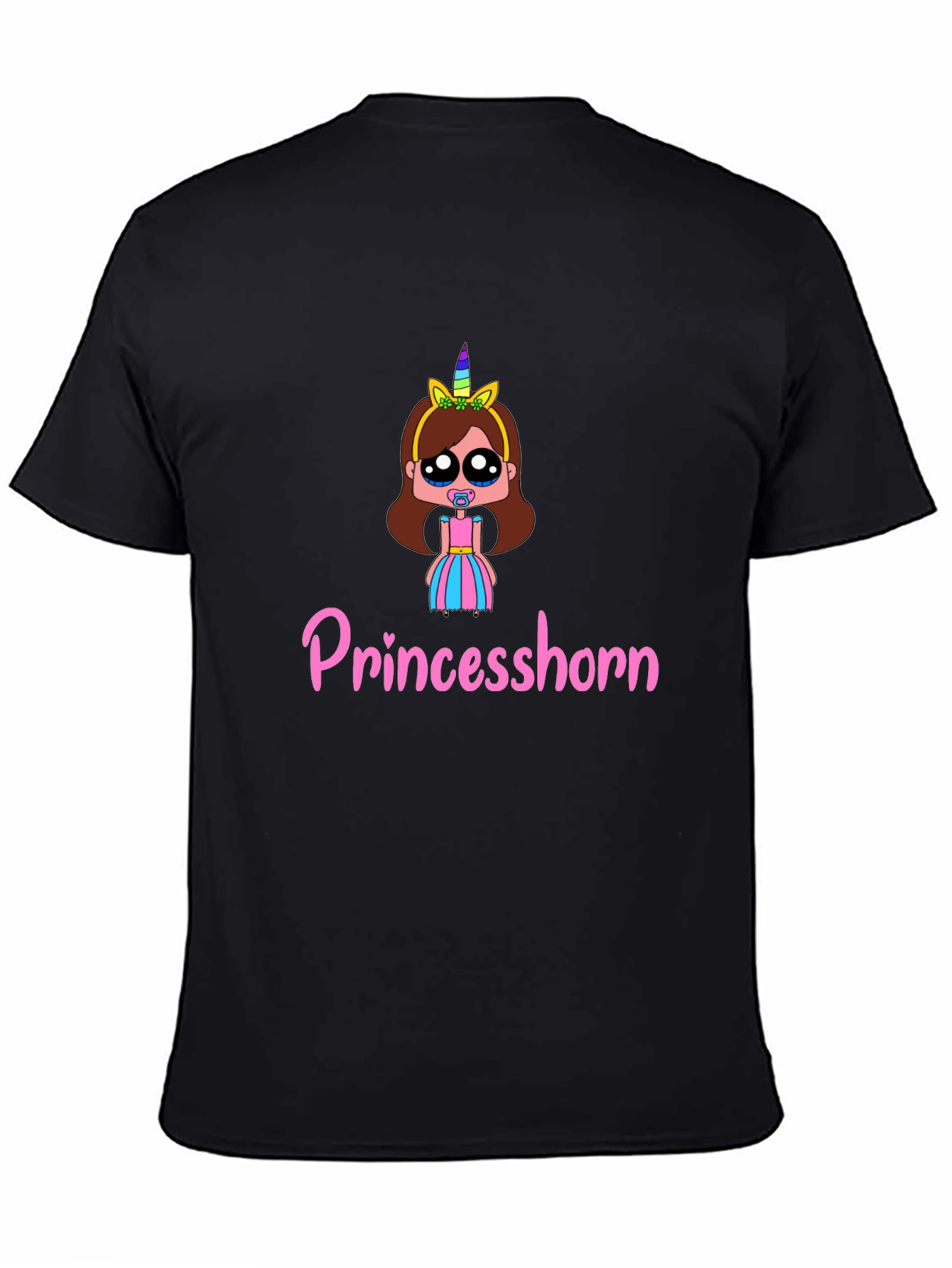 Princesshorn Cartoon T-Shirt - Black Cotton Tee