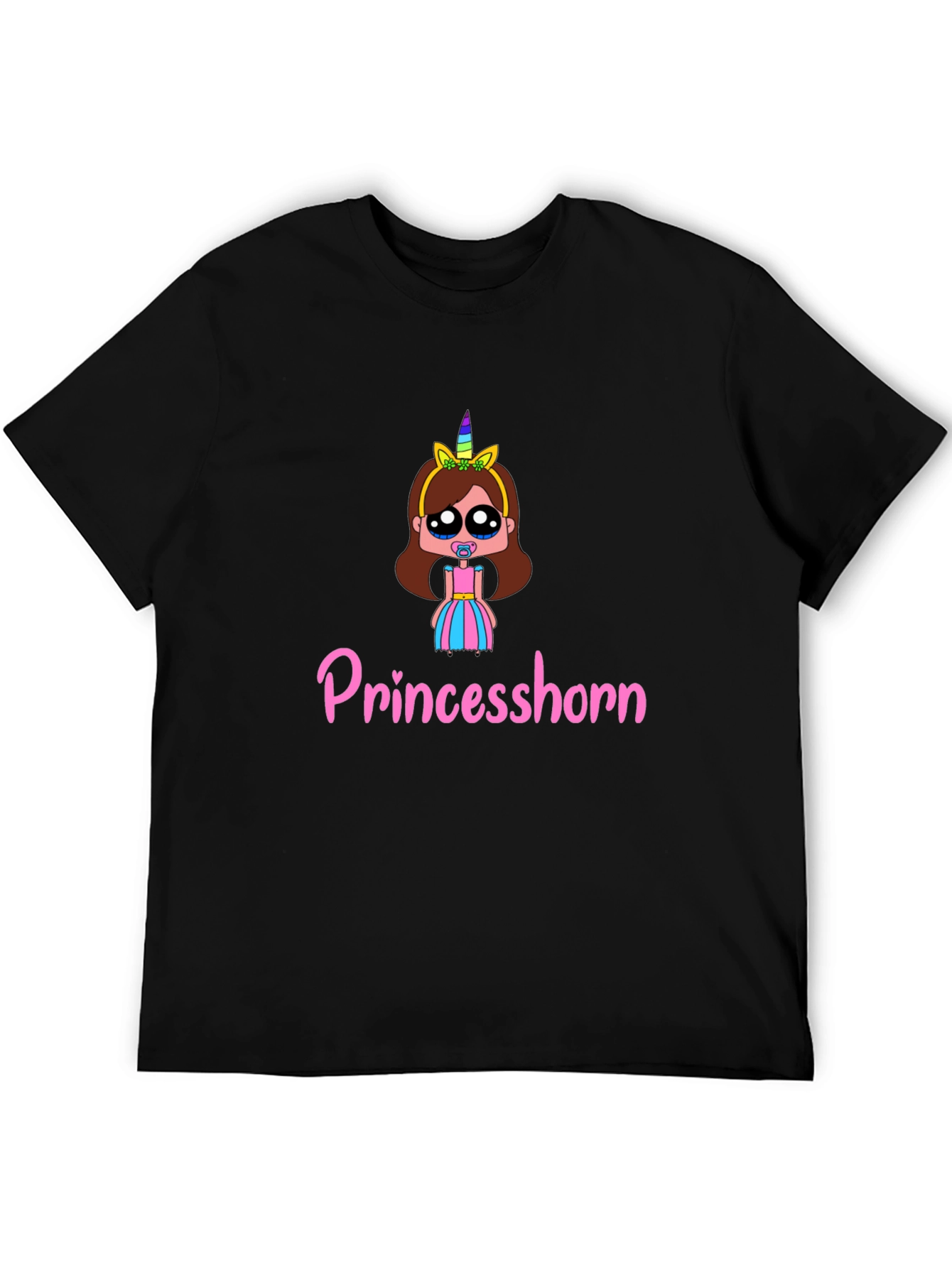 Princesshorn Cartoon T-Shirt - Black Cotton Tee