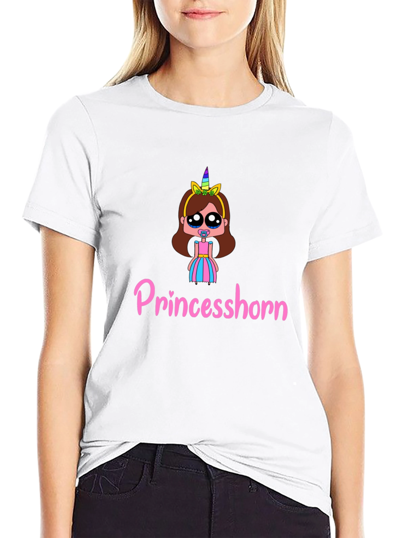 Princesshorn Cartoon T-Shirt - Black Cotton Tee
