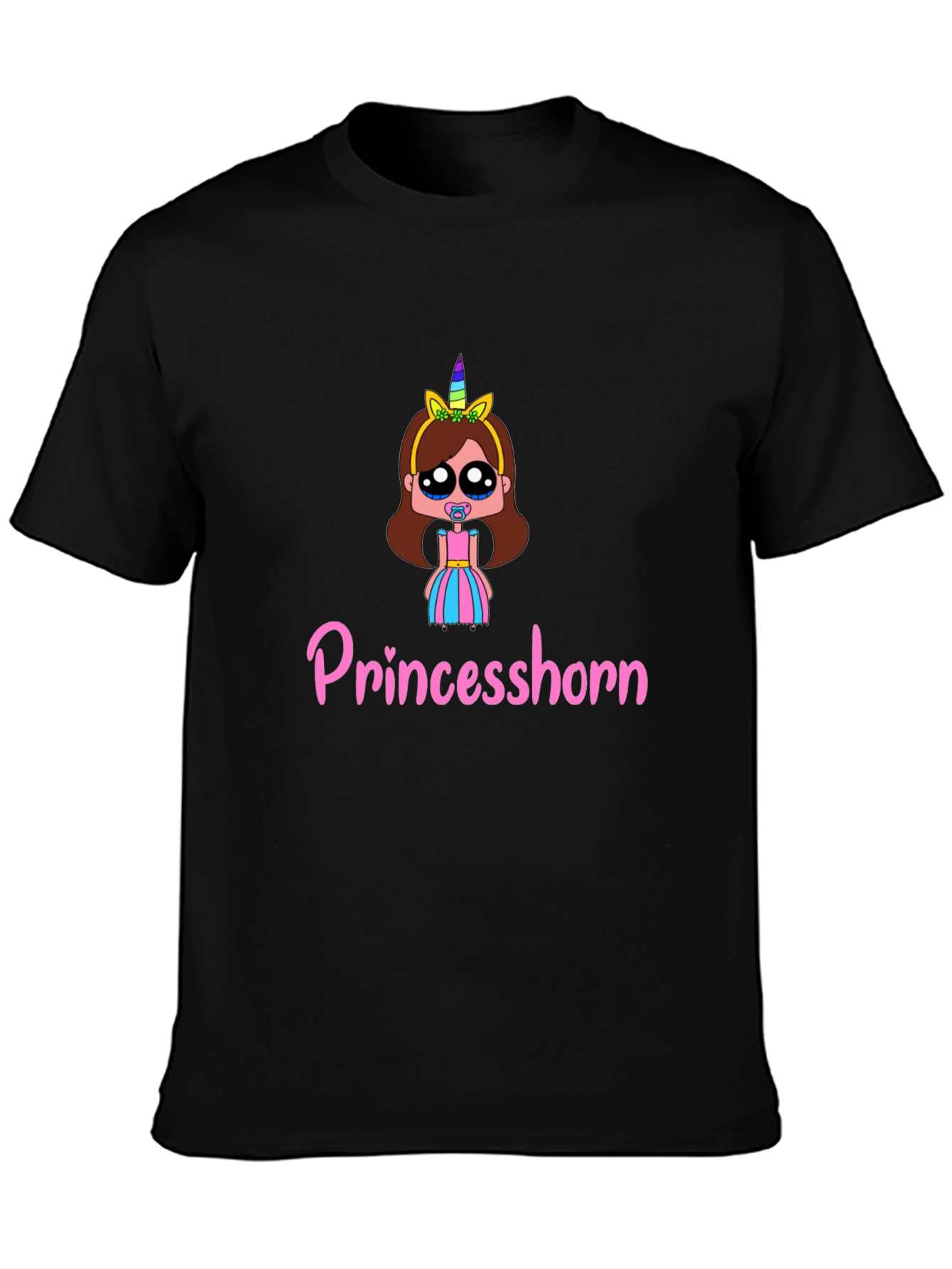 Princesshorn Cartoon T-Shirt - Black Cotton Tee