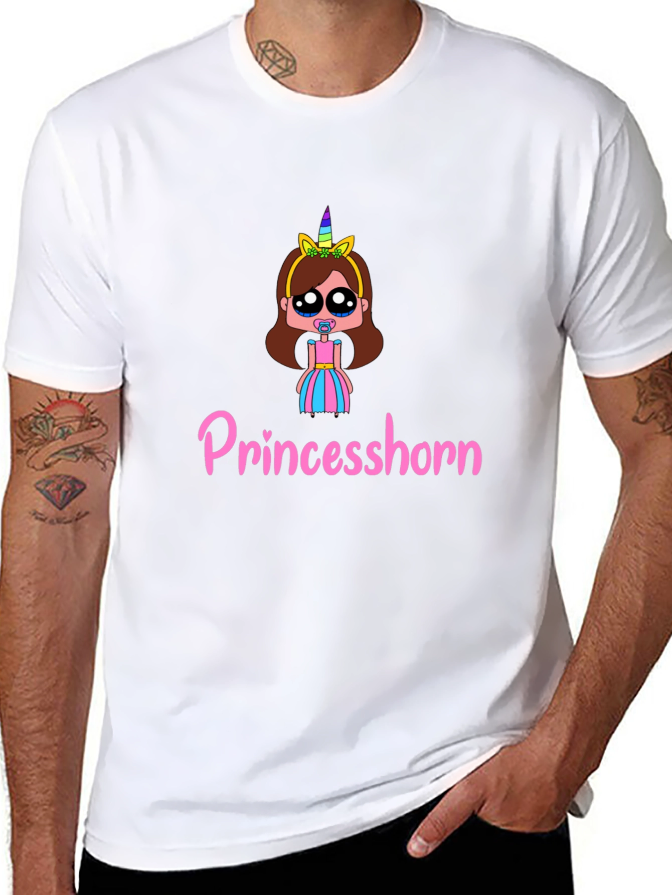 Princesshorn Cartoon T-Shirt - Black Cotton Tee