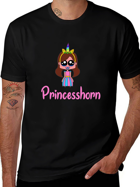Princesshorn Cartoon T-Shirt - Black Cotton Tee