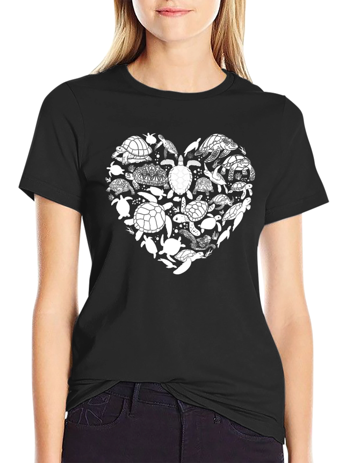Heart of Turtles Graphic Tee - Black