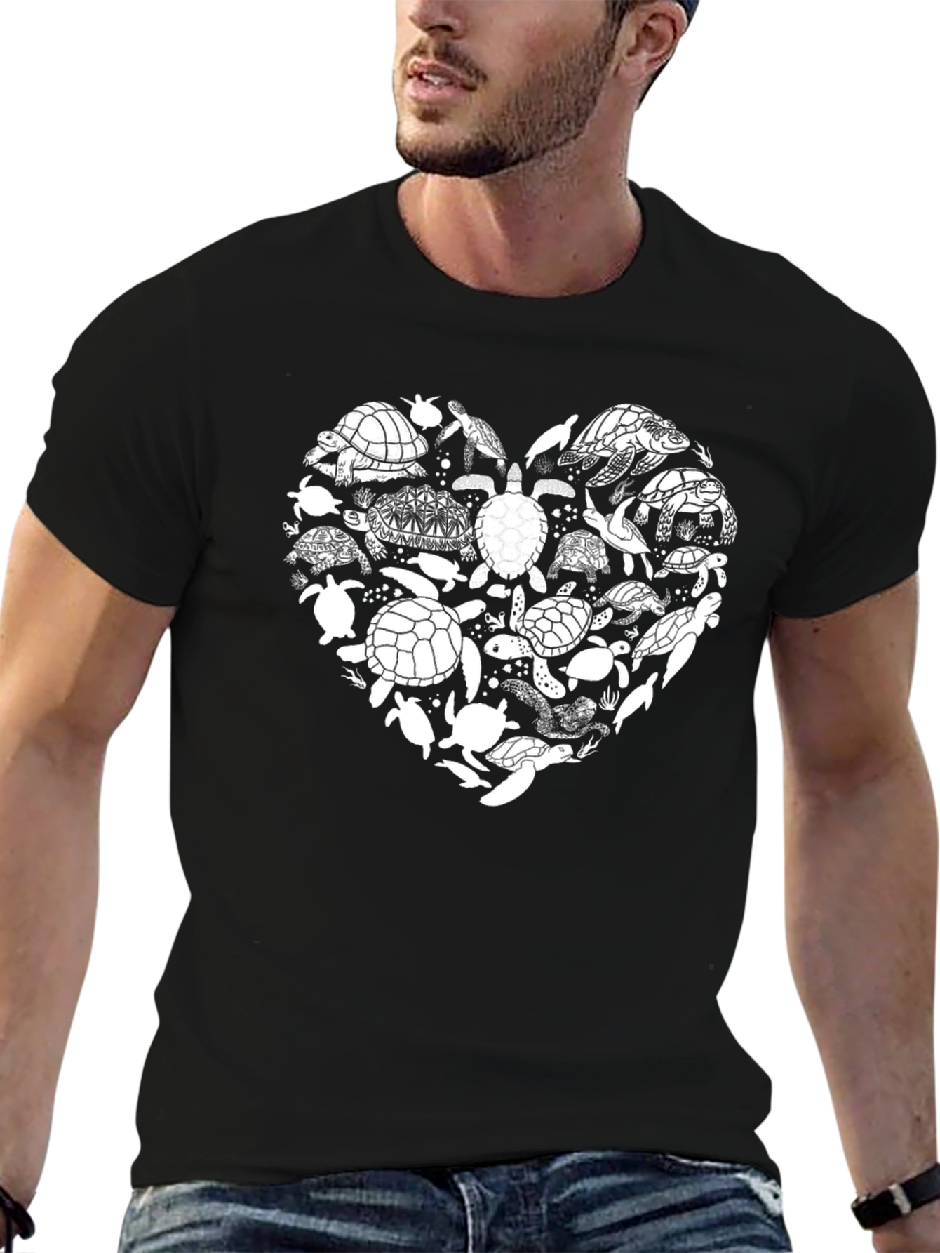Heart of Turtles Graphic Tee - Black