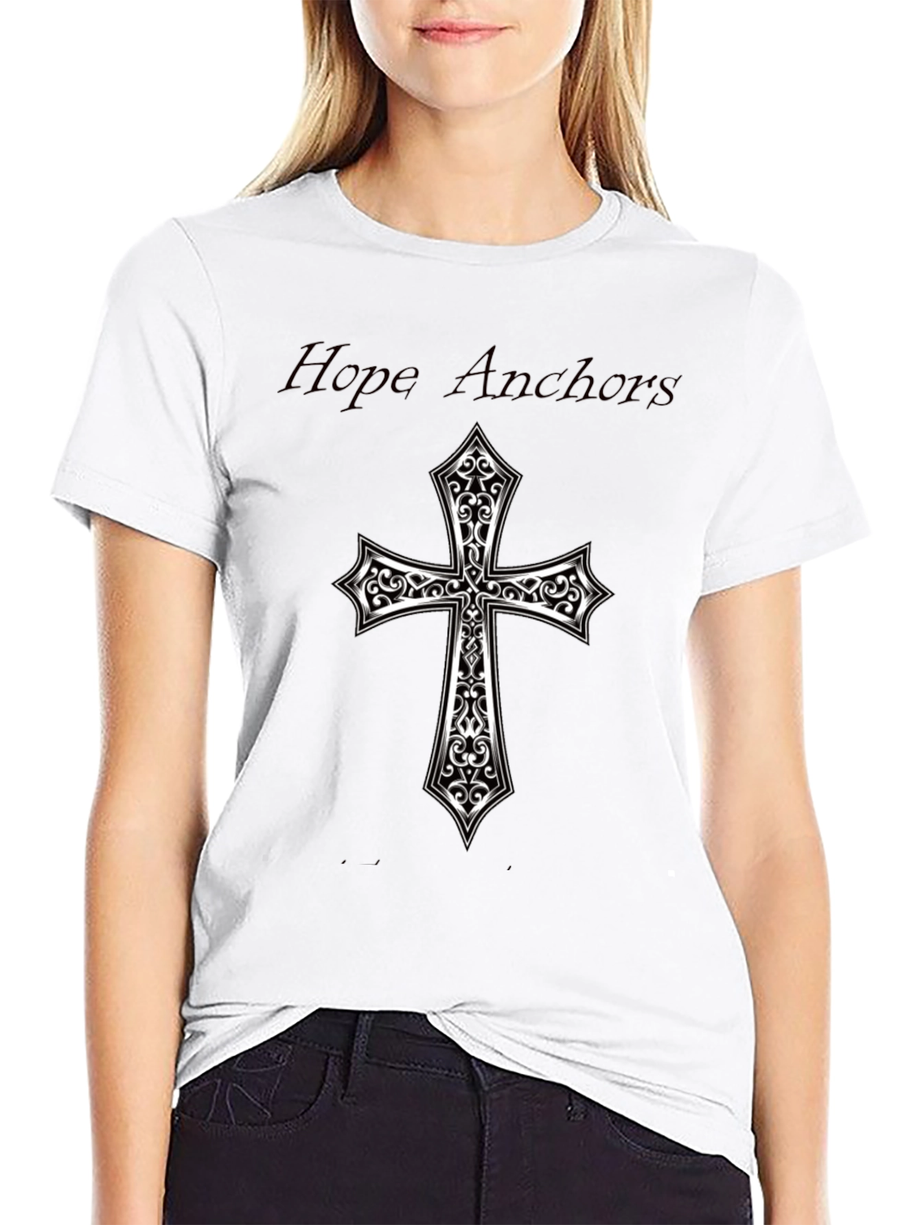 Hope Anchors Cross Graphic Black Tee