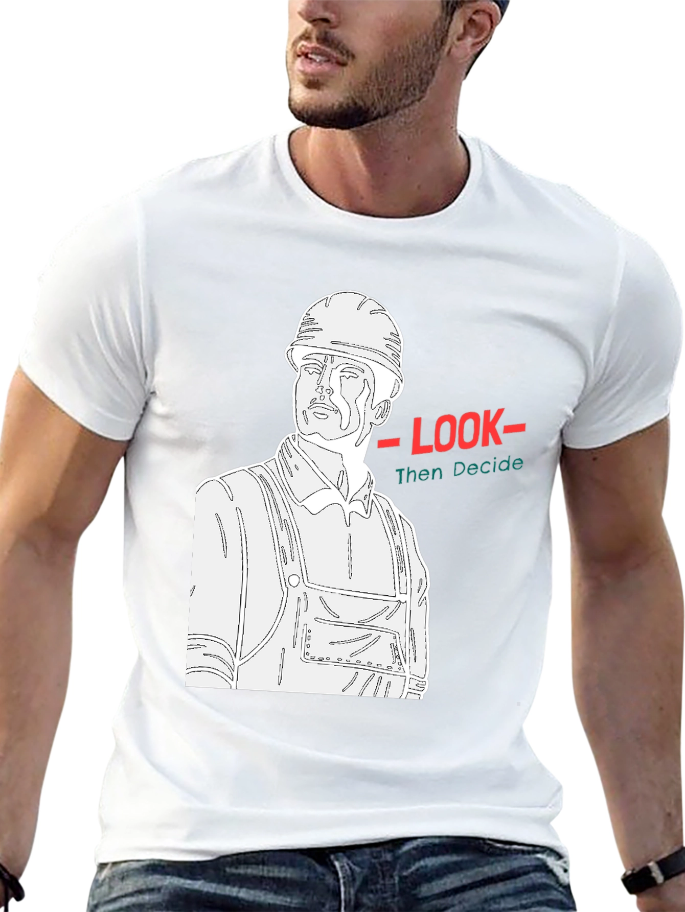 Construction Worker Graphic Tee - Look Then Decide