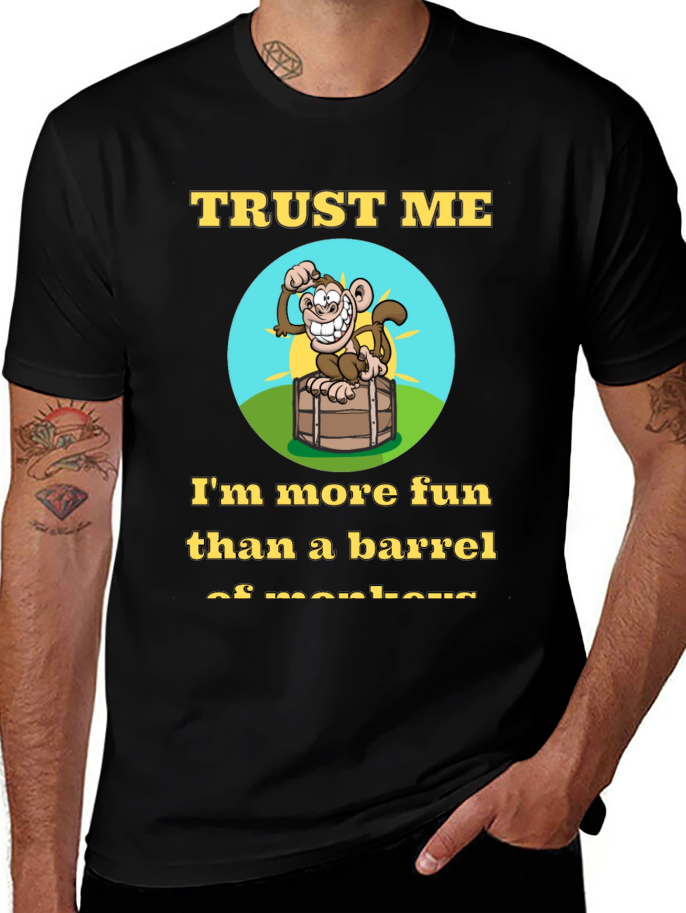 Trust Me Funny Monkey Barrel Graphic T-Shirt