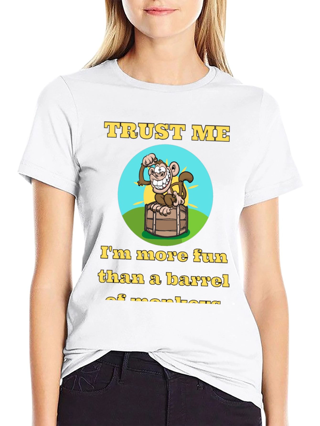 Trust Me Funny Monkey Barrel Graphic T-Shirt