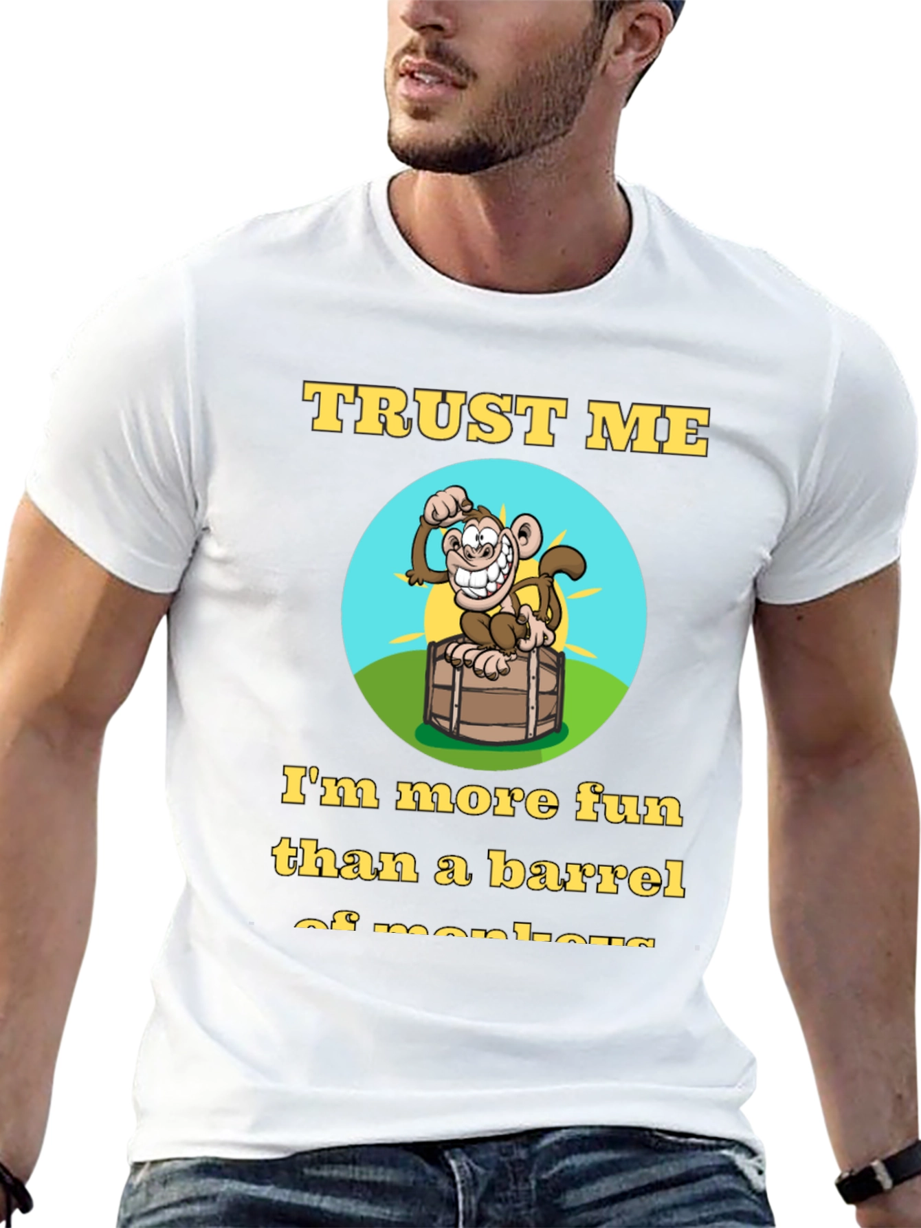 Trust Me Funny Monkey Barrel Graphic T-Shirt