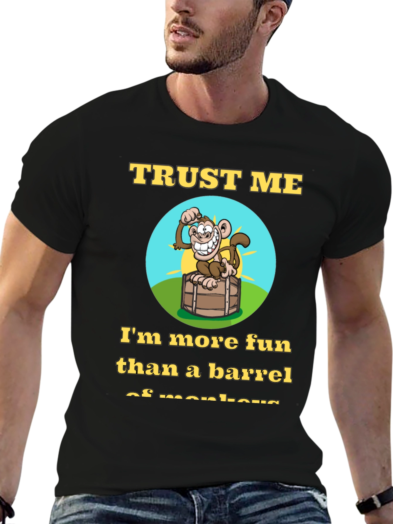 Trust Me Funny Monkey Barrel Graphic T-Shirt
