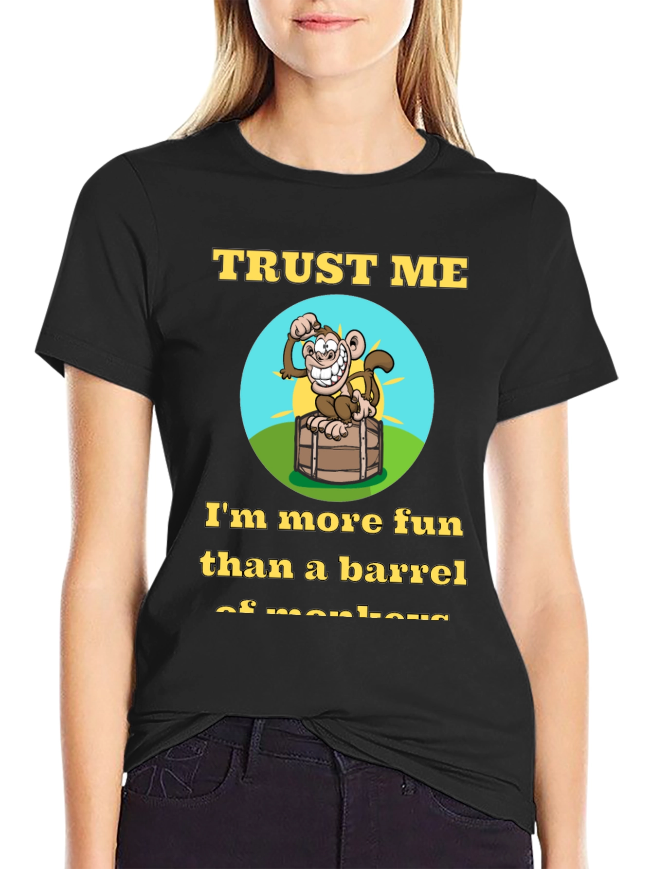 Trust Me Funny Monkey Barrel Graphic T-Shirt