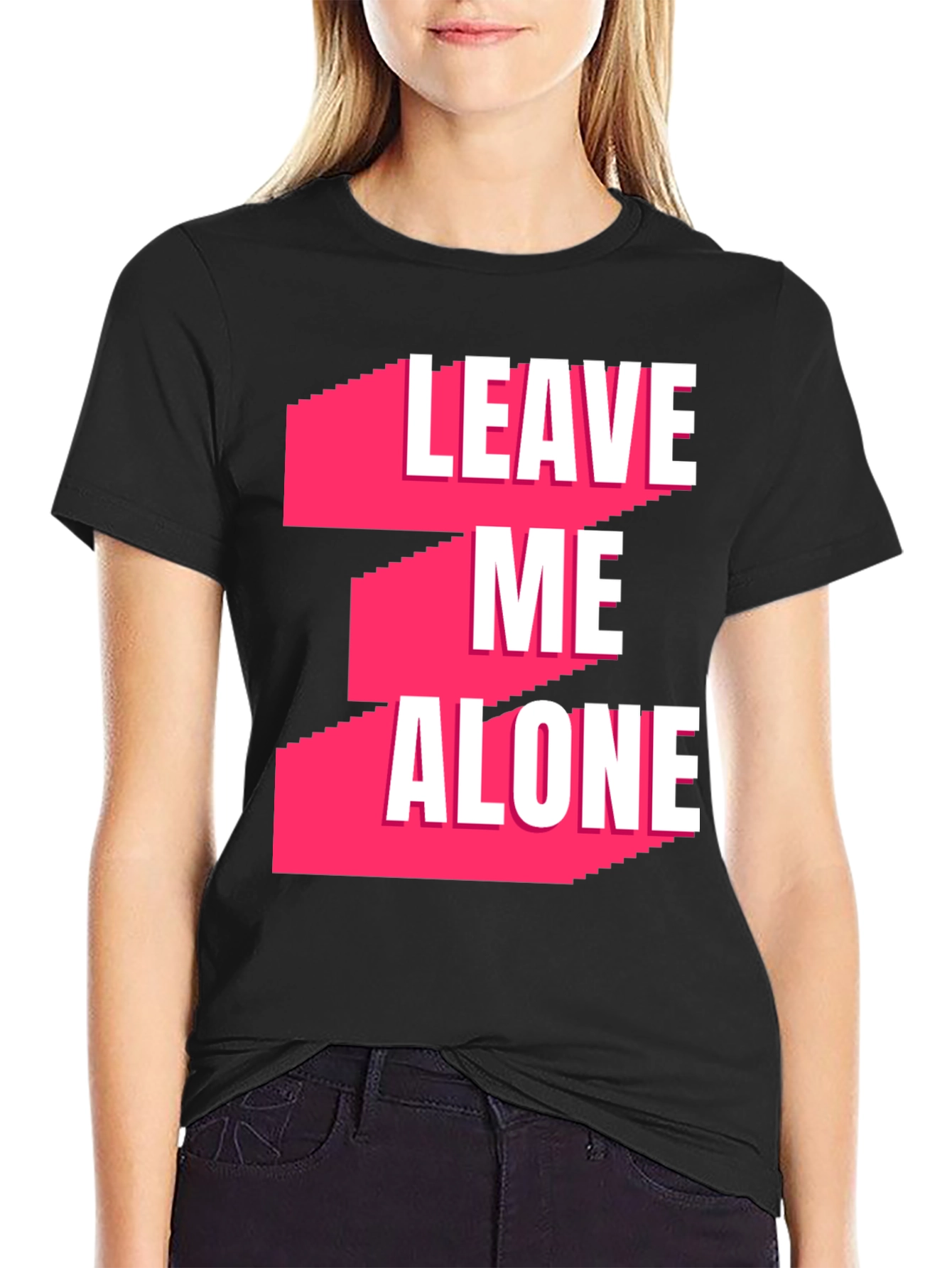 Leave Me Alone Graphic T-Shirt - Black Casual Tee